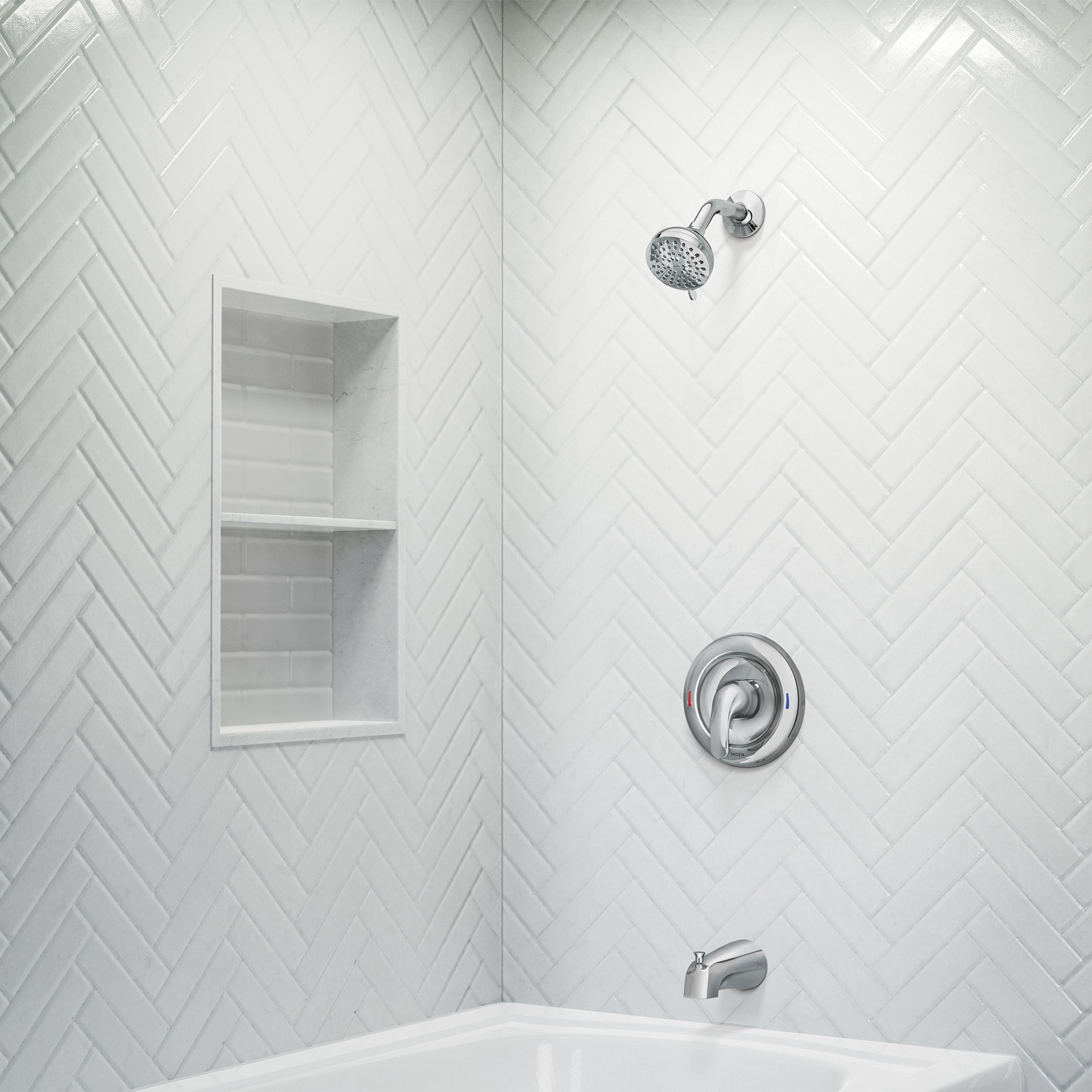 slide 2 of 6, Moen Adler Chrome 1-handle 3.5-in Round Bathtub and shower Faucet with Valve (Multi-function), 1 ct