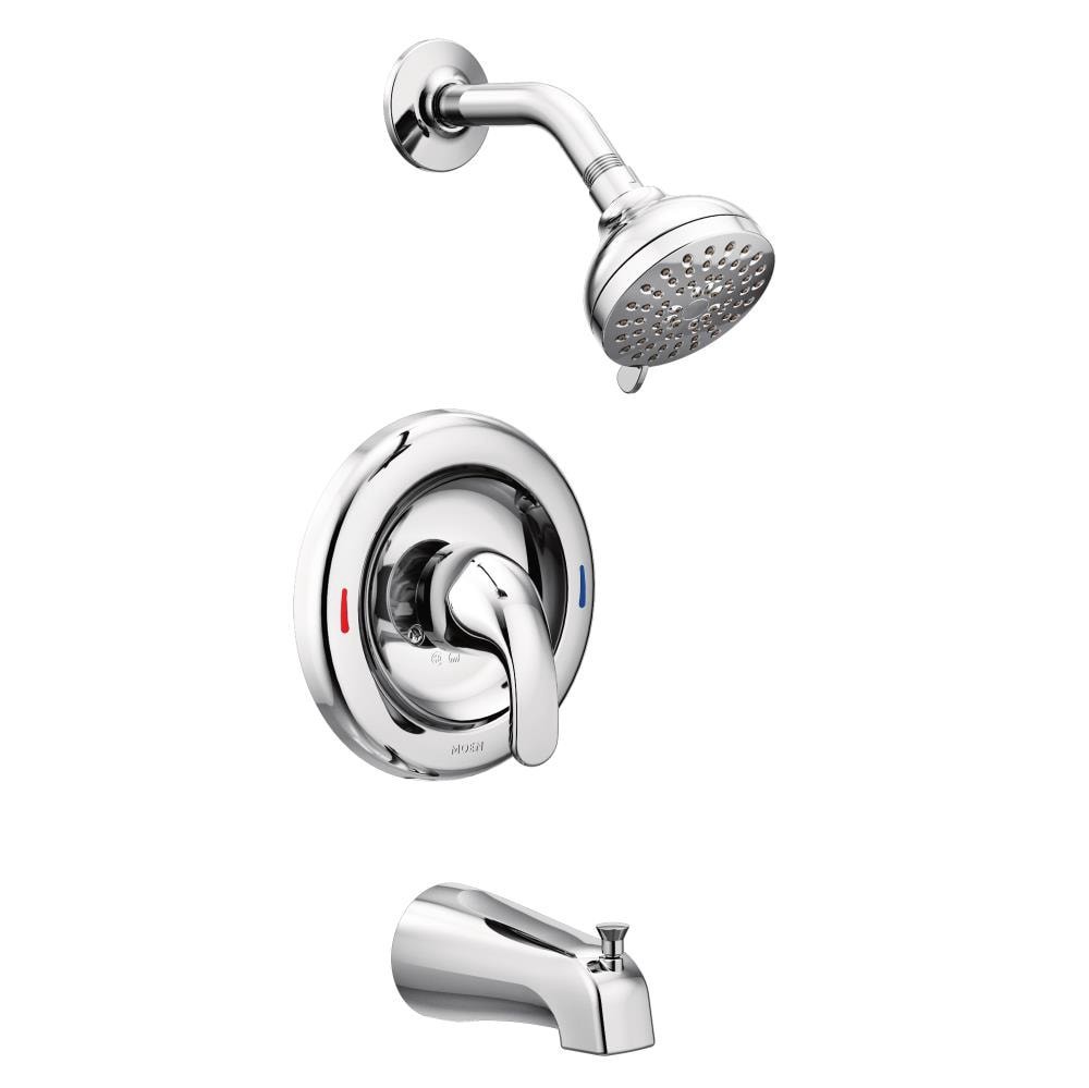 slide 1 of 6, Moen Adler Chrome 1-handle 3.5-in Round Bathtub and shower Faucet with Valve (Multi-function), 1 ct