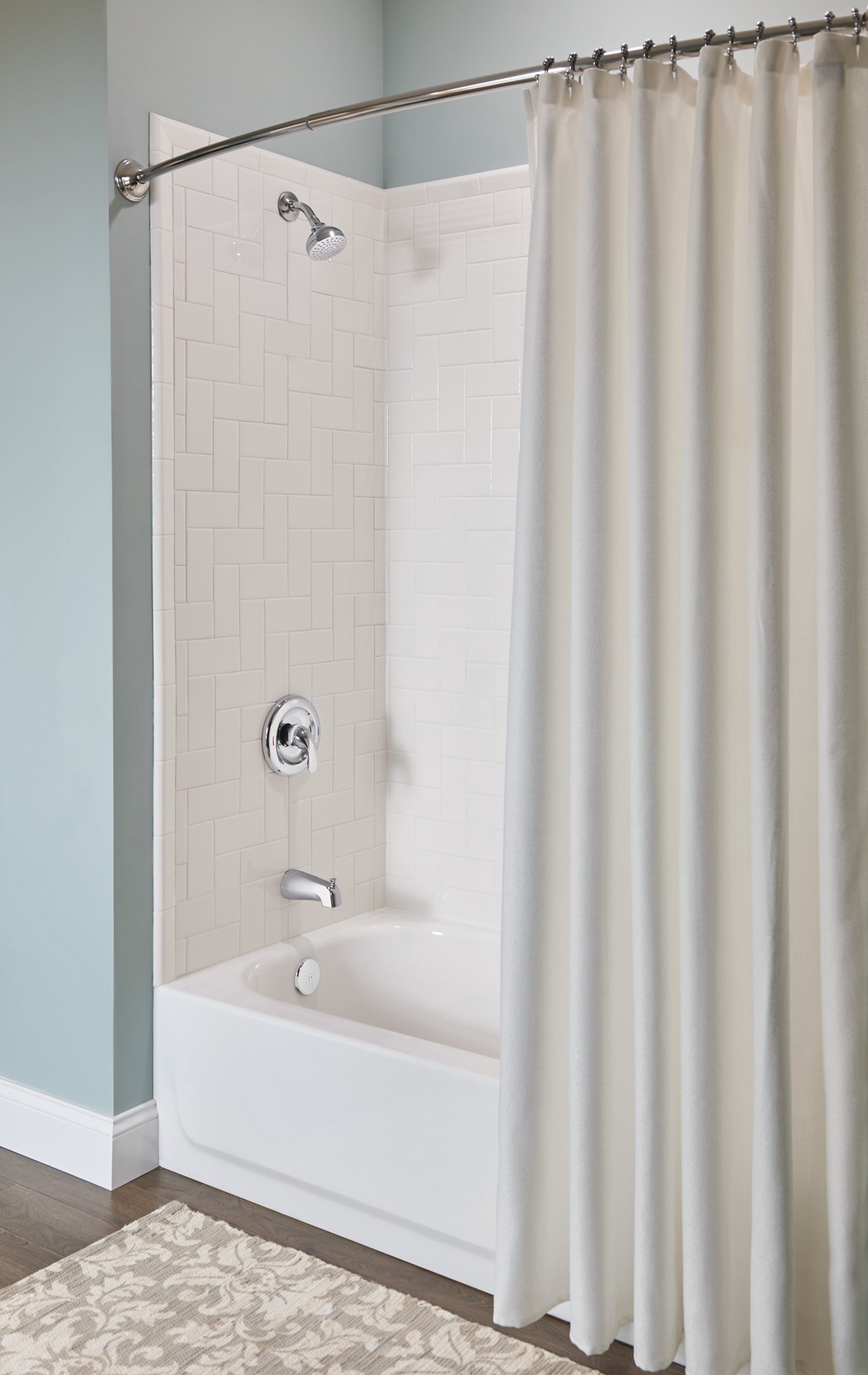 slide 2 of 6, Moen Adler Spot Resist Brushed Nickel 1-handle 3.5-in Round Bathtub and shower Faucet with Valve (Multi-function), 1 ct