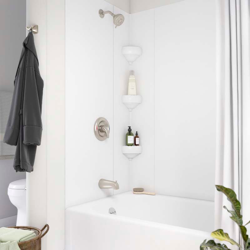 slide 3 of 6, Moen Adler Spot Resist Brushed Nickel 1-handle 3.5-in Round Bathtub and shower Faucet with Valve (Multi-function), 1 ct