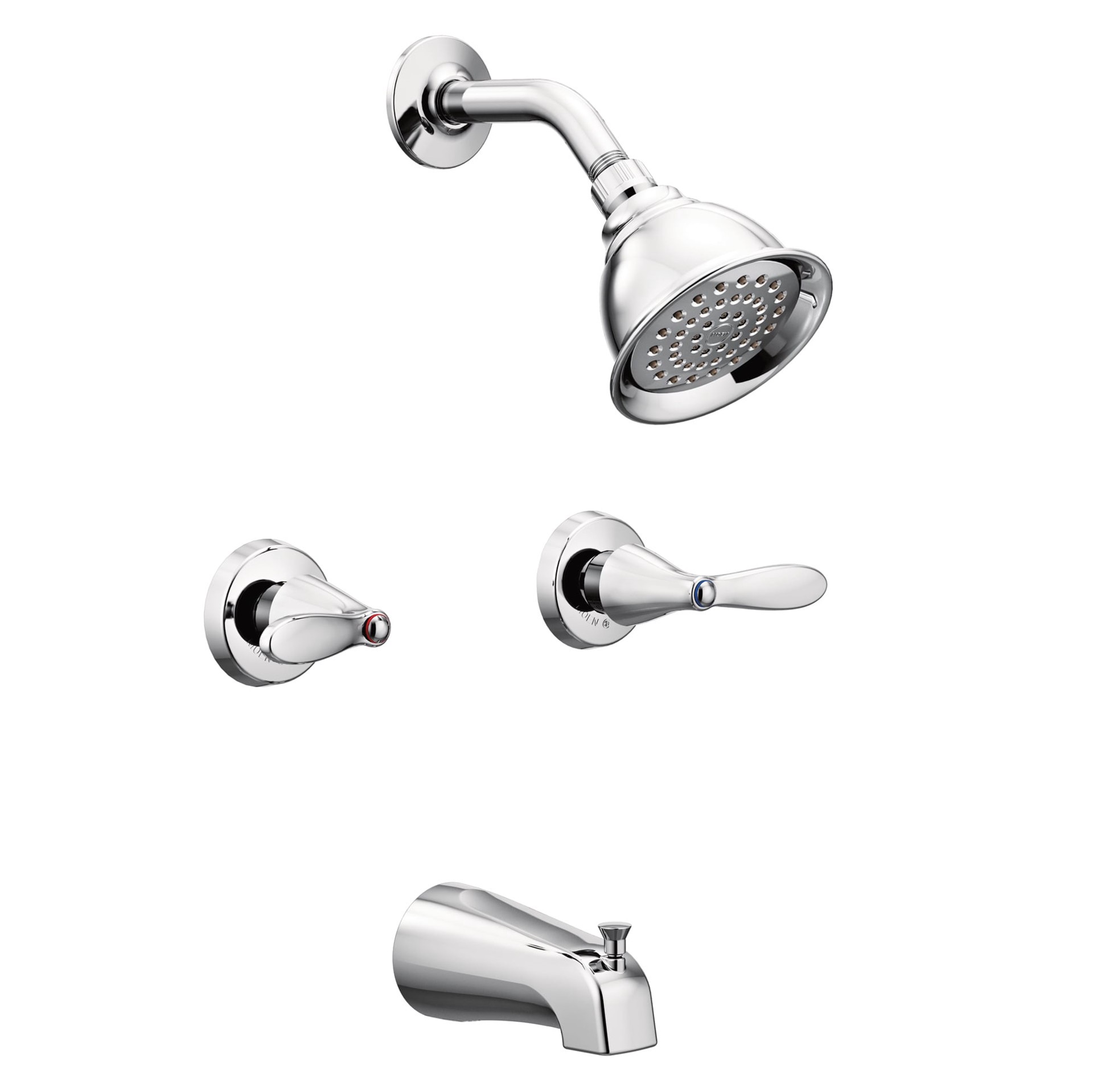 slide 1 of 6, Moen Adler Chrome 2-handle 4-in Round Bathtub and shower Faucet with Valve (Single Function), 1 ct