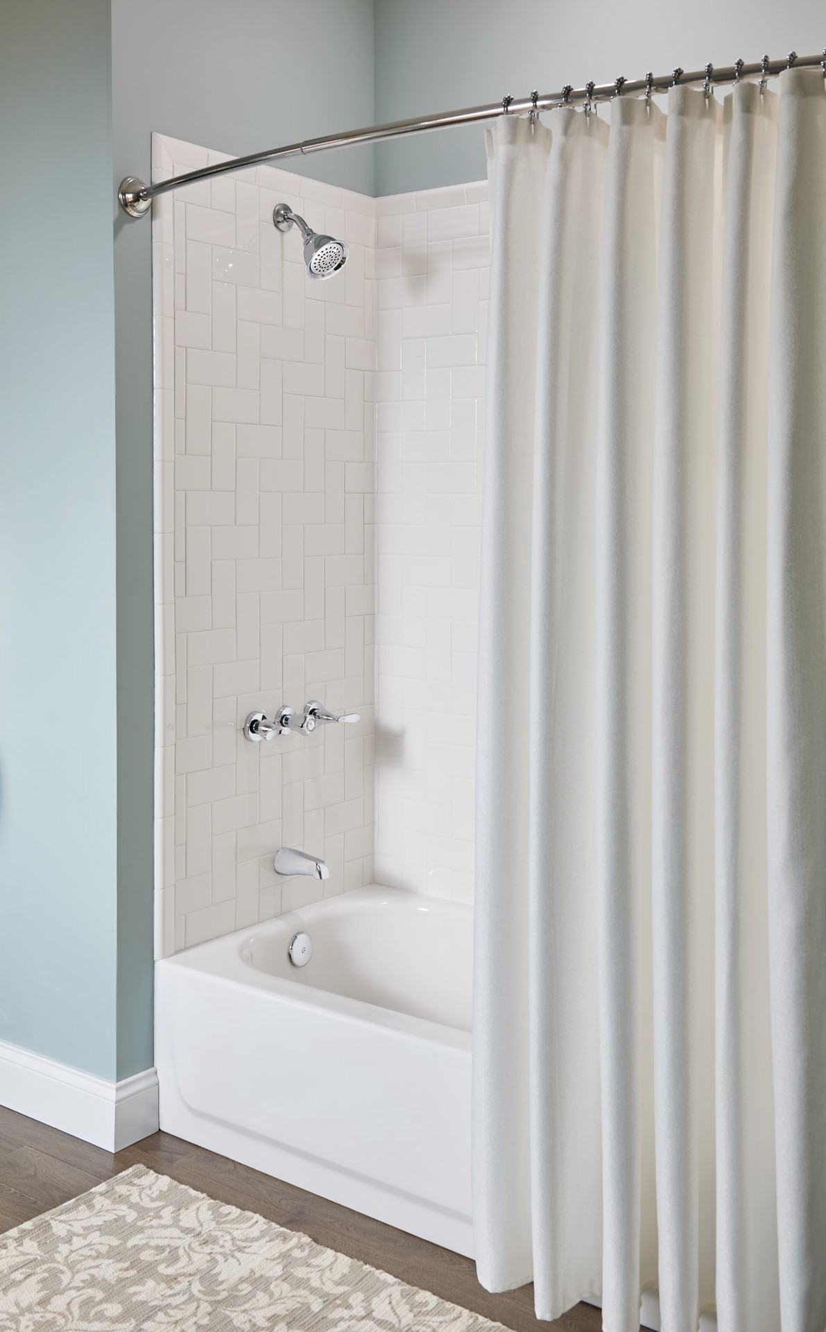 slide 2 of 6, Moen Adler Chrome 3-handle Single function 4-in Round Bathtub and shower Faucet with Valve, 1 ct