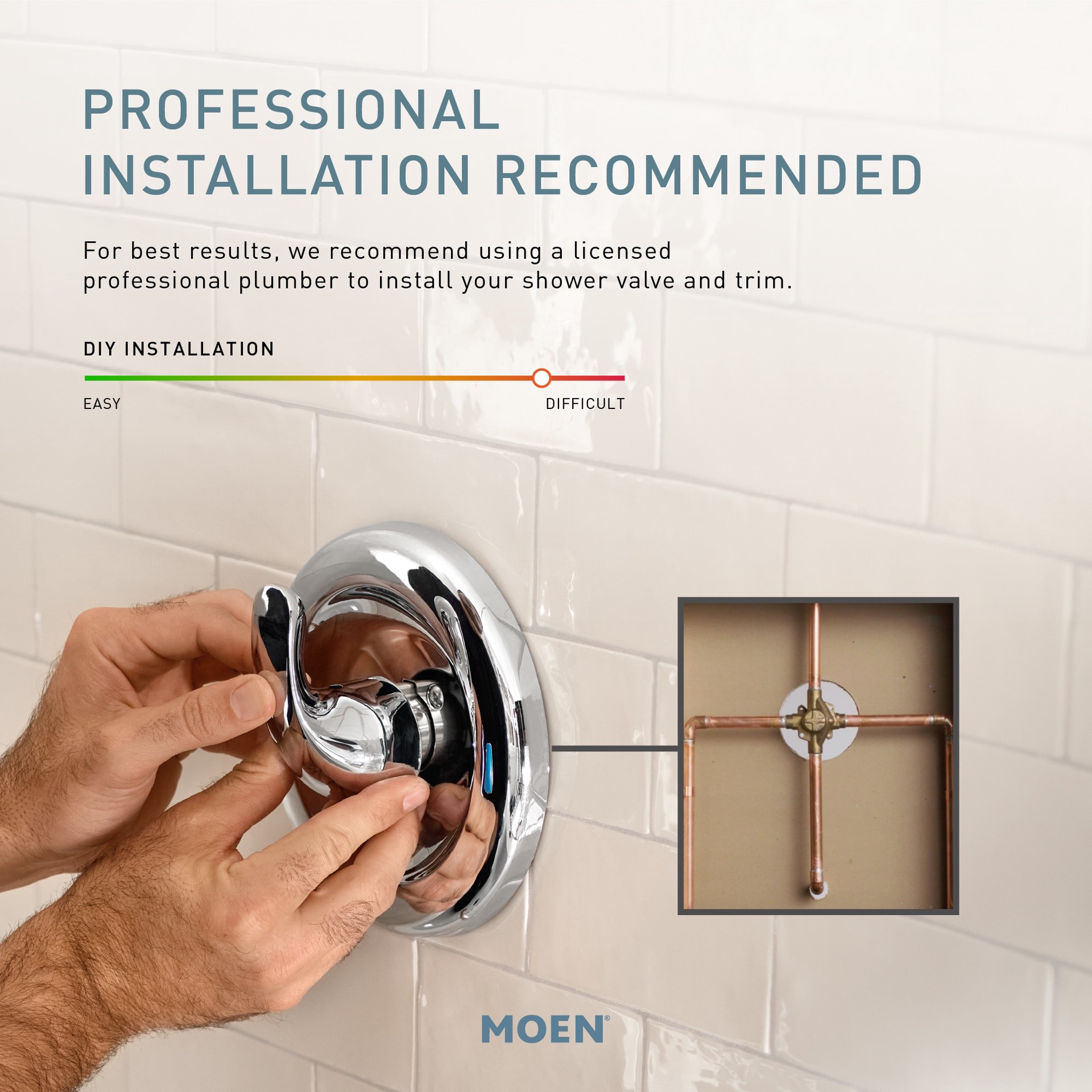 slide 3 of 6, Moen Adler Chrome 3-handle Single function 4-in Round Bathtub and shower Faucet with Valve, 1 ct