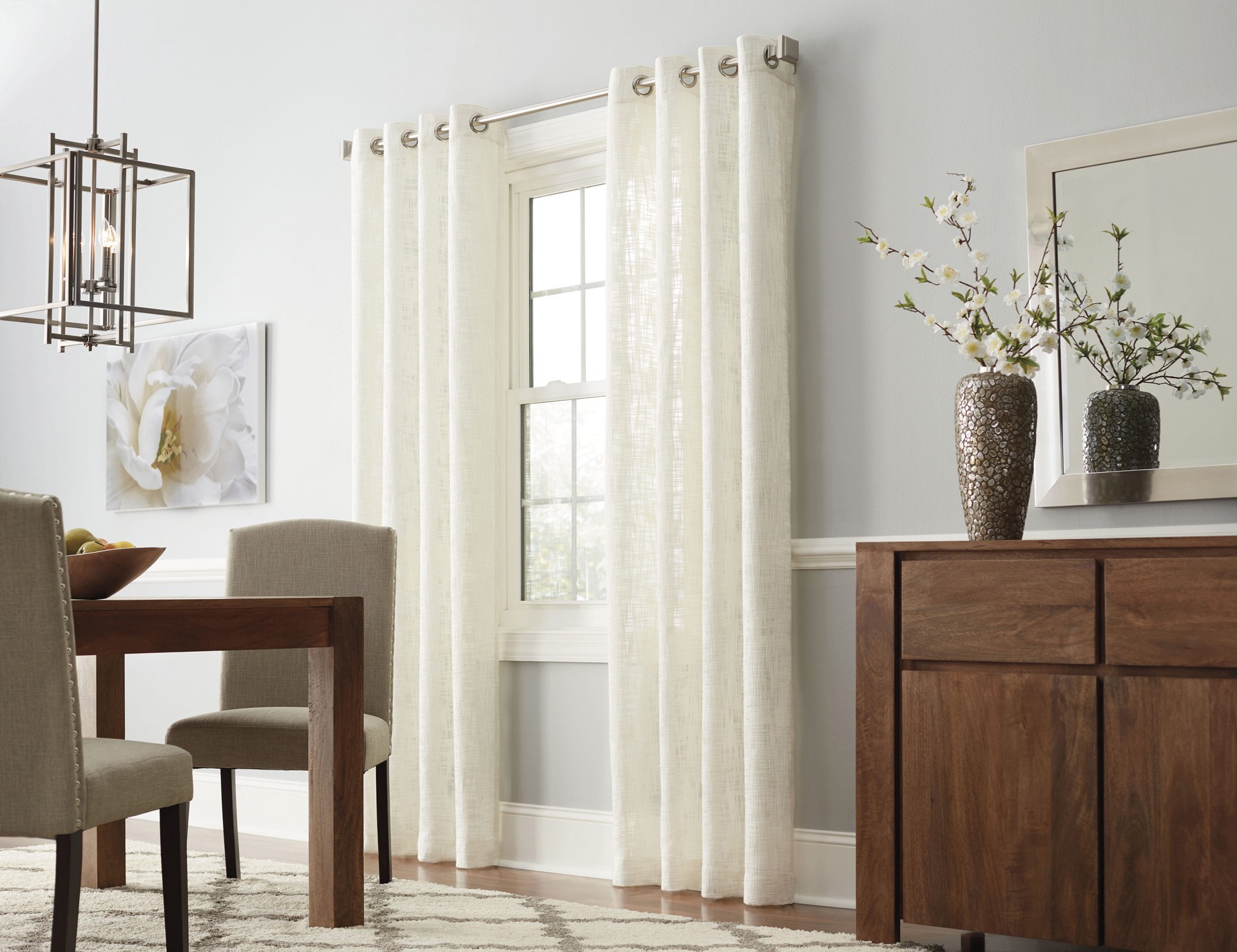 slide 1 of 6, allen + roth 84-in Natural Light filtering Grommet Single curtain panel, 1 ct