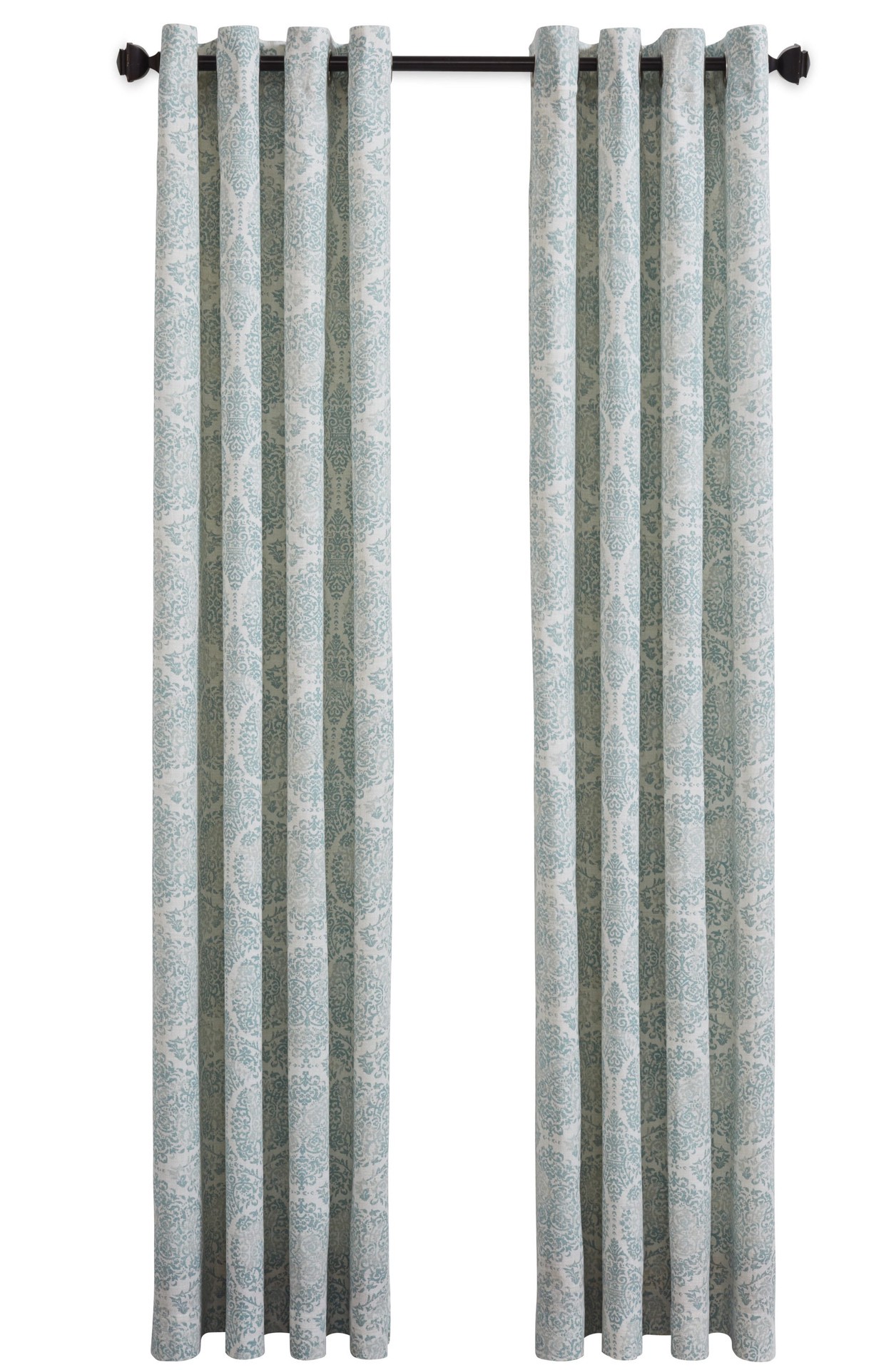 slide 3 of 5, allen + roth 84-in Seaglass Abstract Light filtering Grommet Single curtain panel, 1 ct