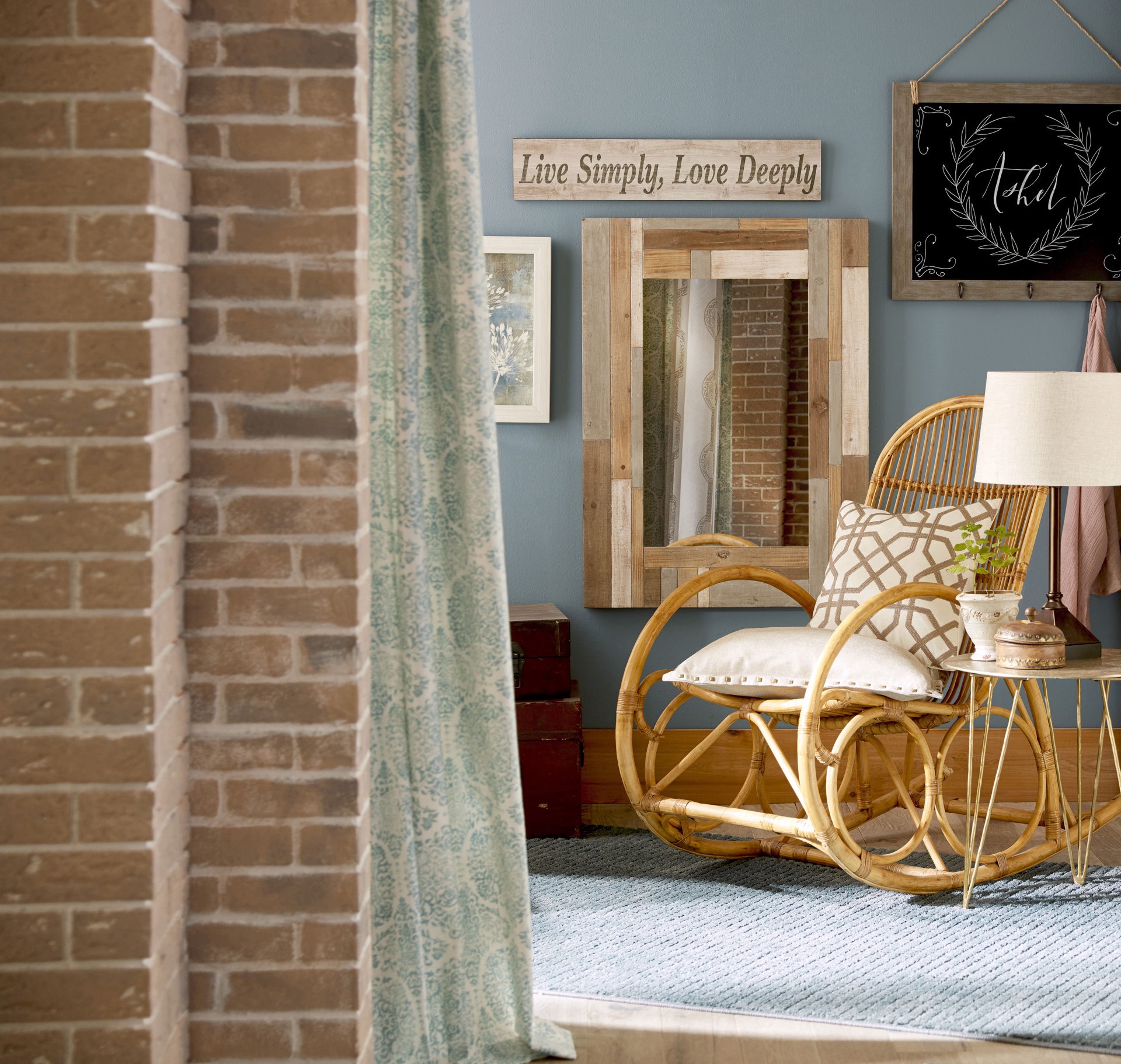 slide 4 of 5, allen + roth 84-in Seaglass Abstract Light filtering Grommet Single curtain panel, 1 ct