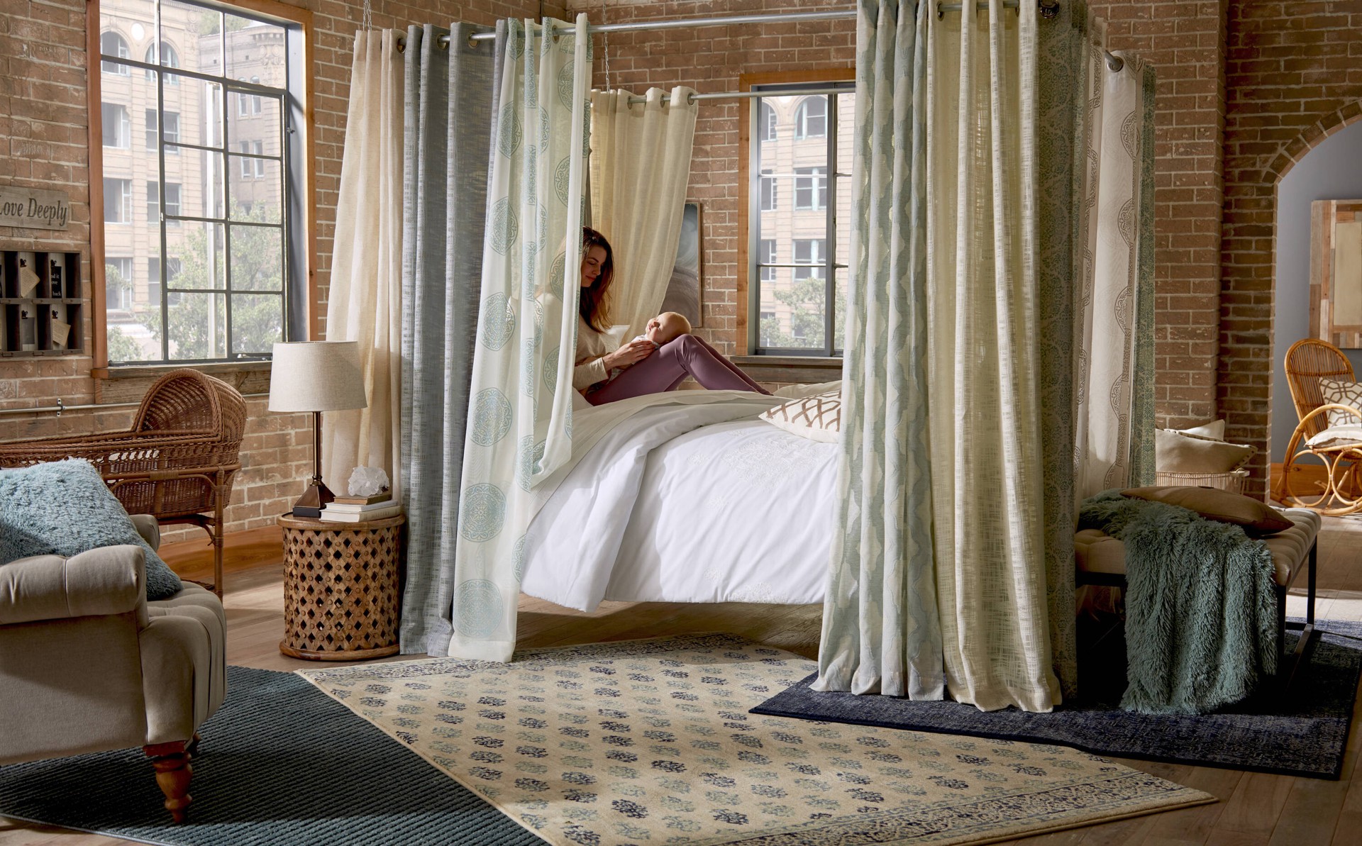 slide 5 of 6, allen + roth 84-in Graphite Abstract Light filtering Grommet Single curtain panel, 1 ct