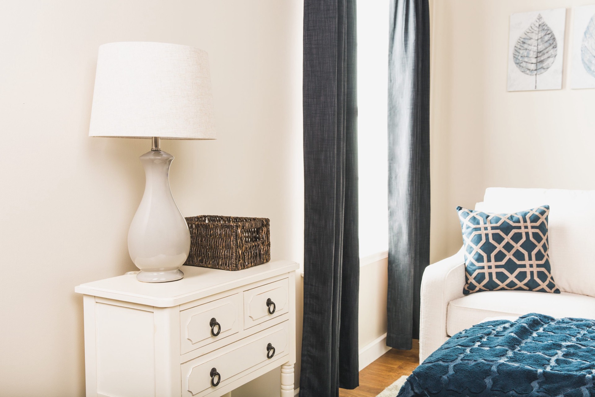 slide 3 of 6, allen + roth 84-in Ocean Room darkening Thermal lined Grommet Single curtain panel, 1 ct