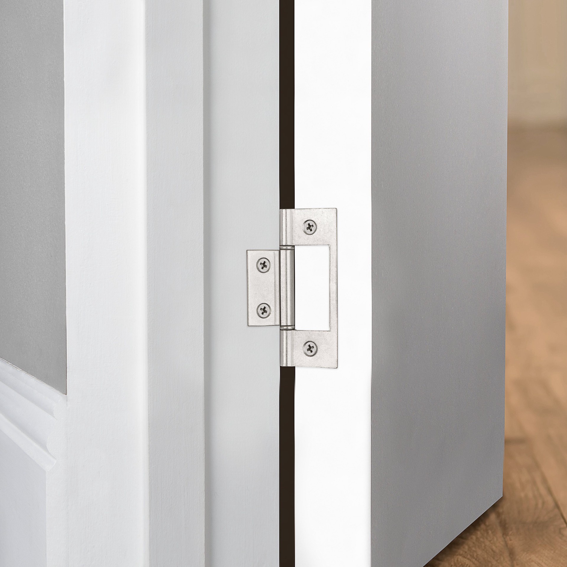 slide 6 of 6, RELIABILT 3-in Satin chrome Non-Mortise Bi-Fold Door Hinge 2 -Pack, 1 ct