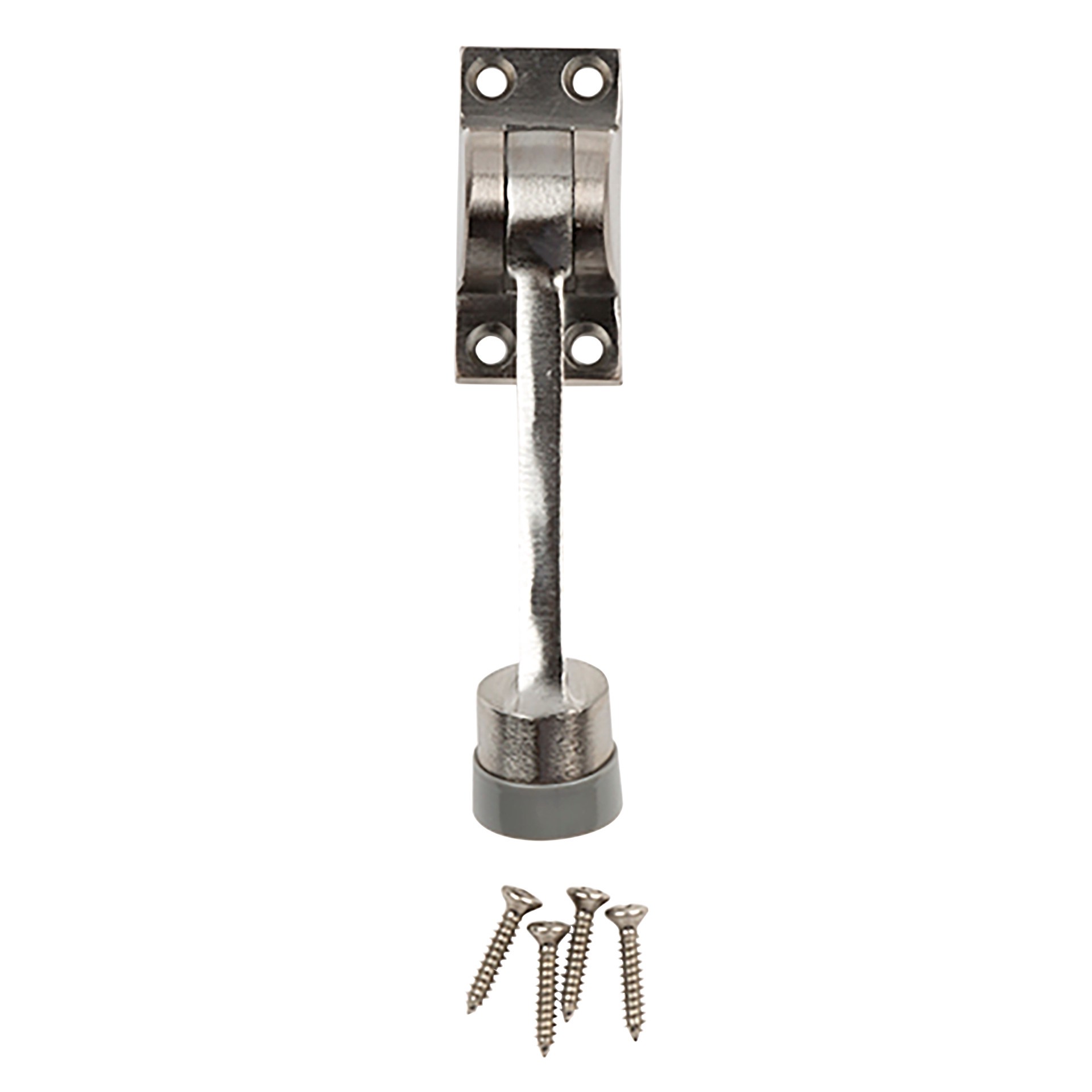 slide 3 of 6, National Hardware 4-in Satin chrome Kick-down Door Stop, 1 ct