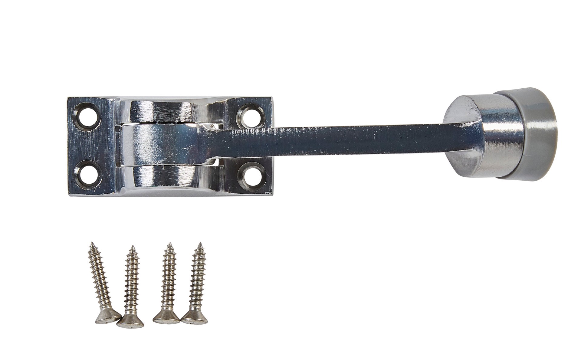 slide 4 of 6, National Hardware 4-in Satin chrome Kick-down Door Stop, 1 ct