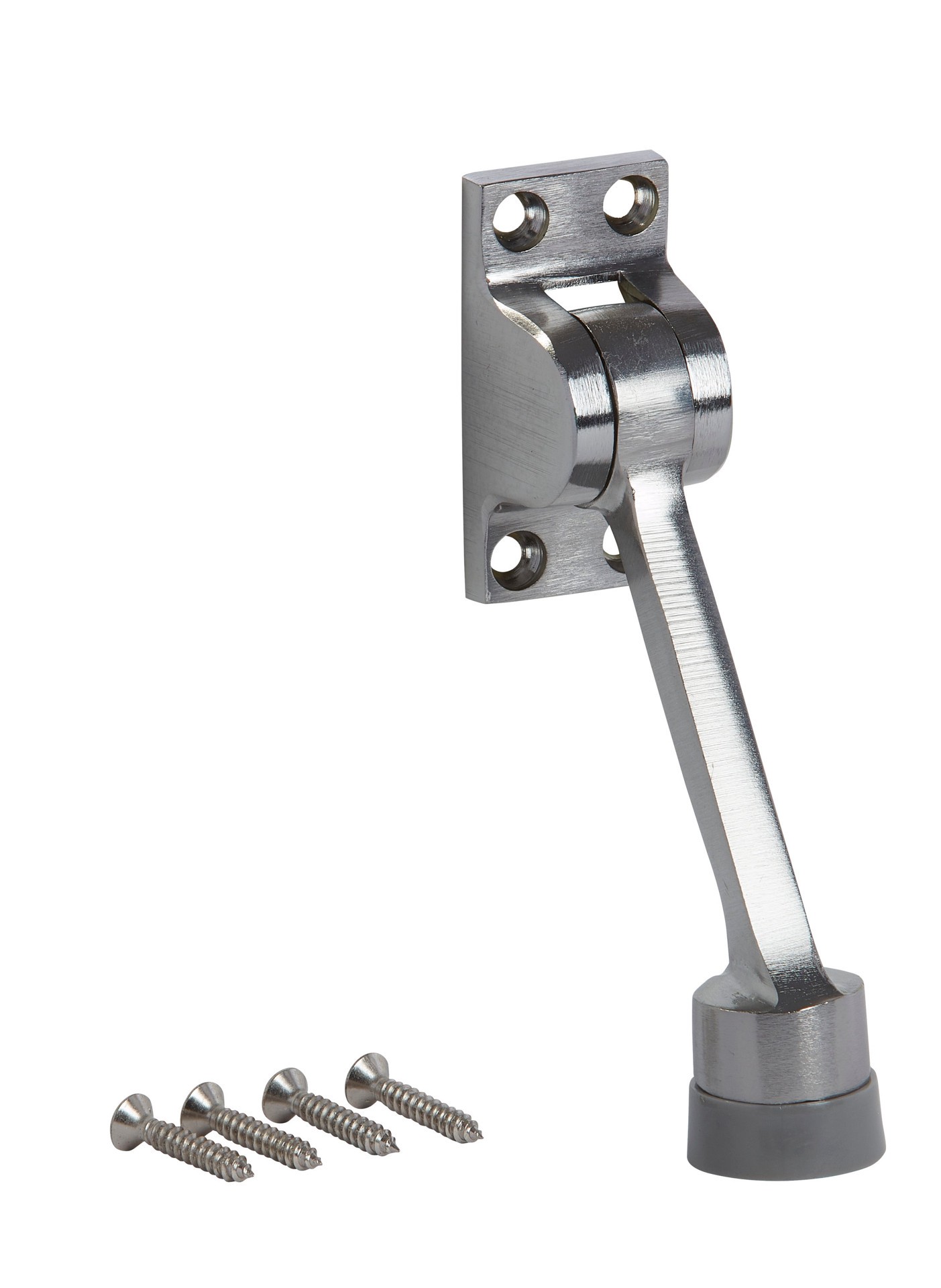 slide 6 of 6, National Hardware 4-in Satin chrome Kick-down Door Stop, 1 ct