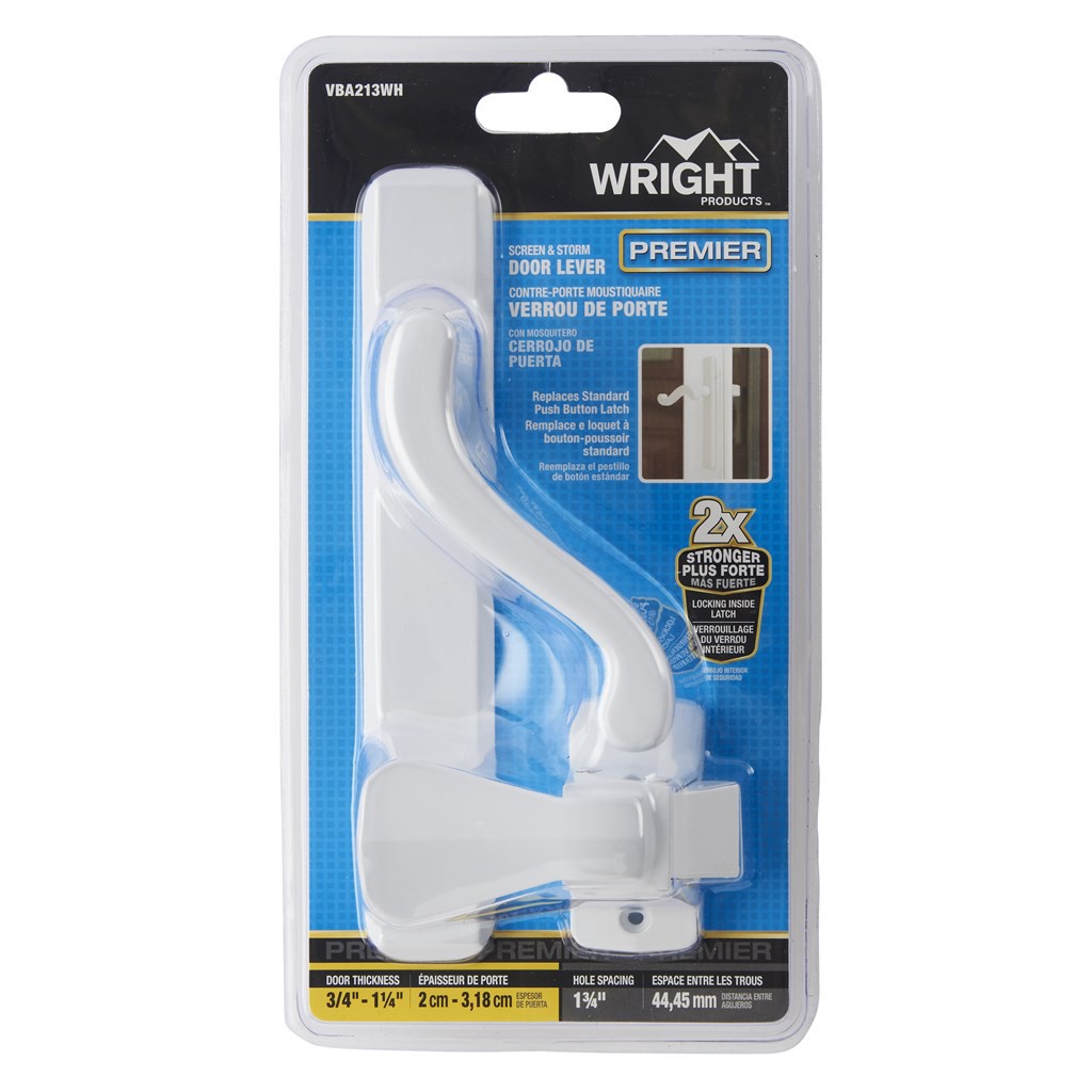 slide 1 of 6, WRIGHT PRODUCTS Gloss White Lockable Screen/Storm door Replacement Handleset, 1 ct