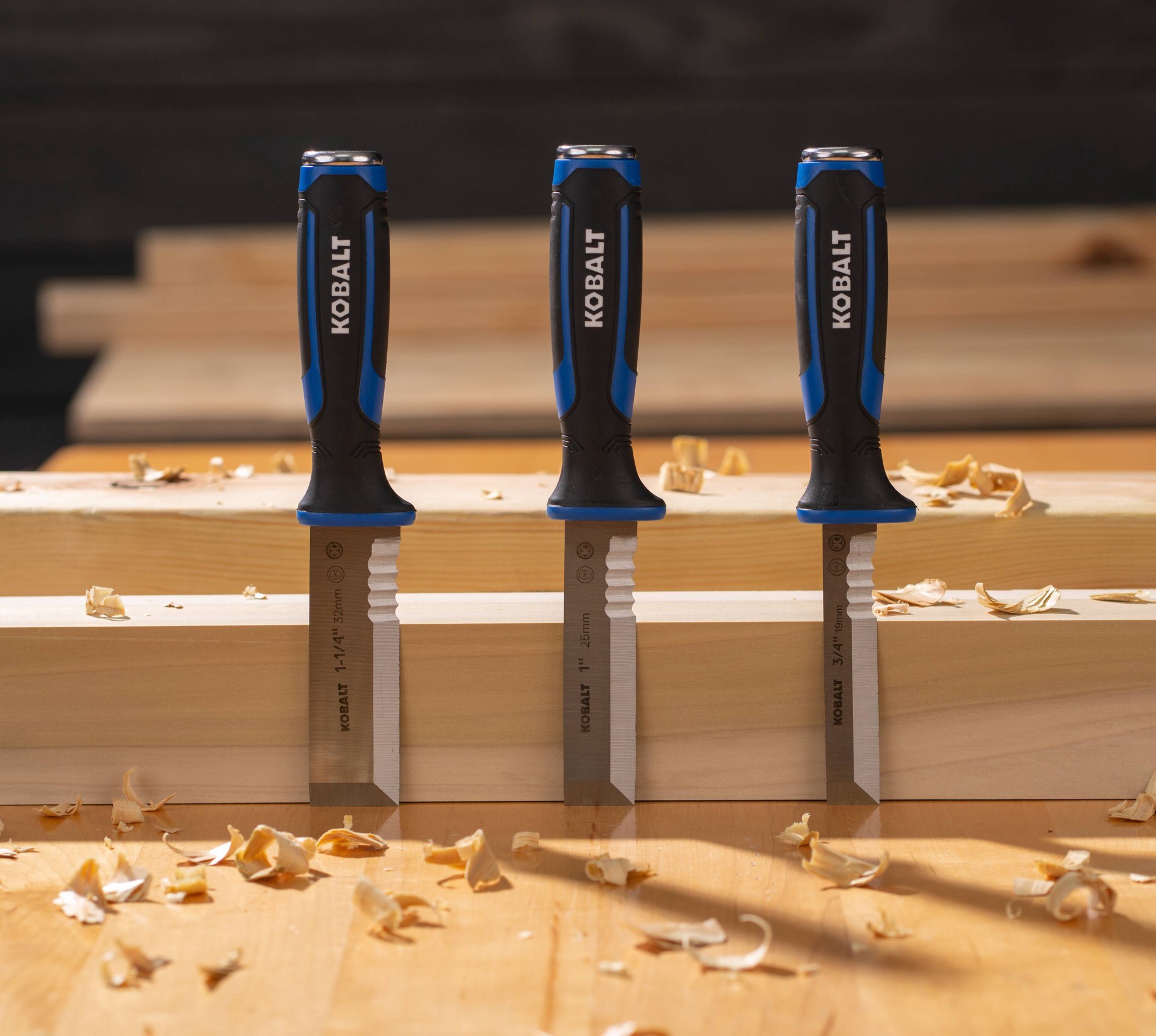 slide 3 of 6, Kobalt Side Strike 3 -Pack Woodworking Chisel Set, 1 ct