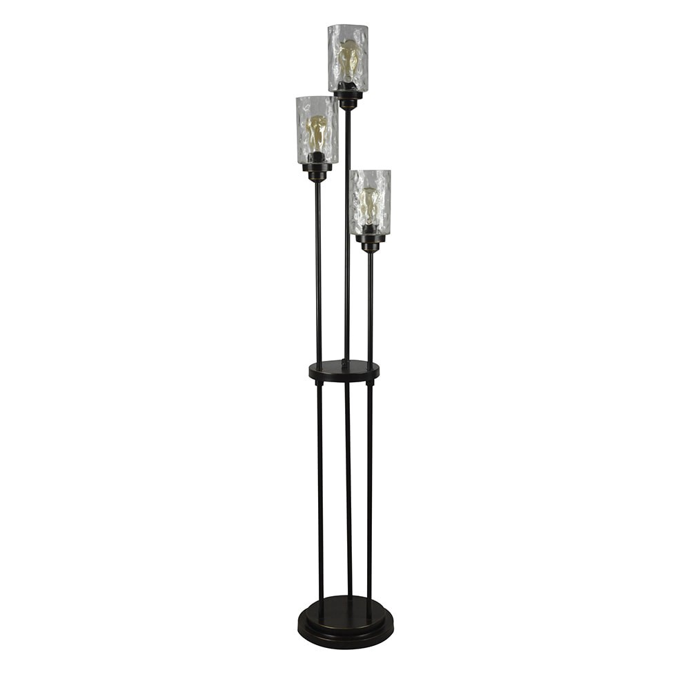 slide 2 of 6, allen + roth Latchbury 66.55-in Bronze Multi-head Floor Lamp with Glass Shade, 1 ct