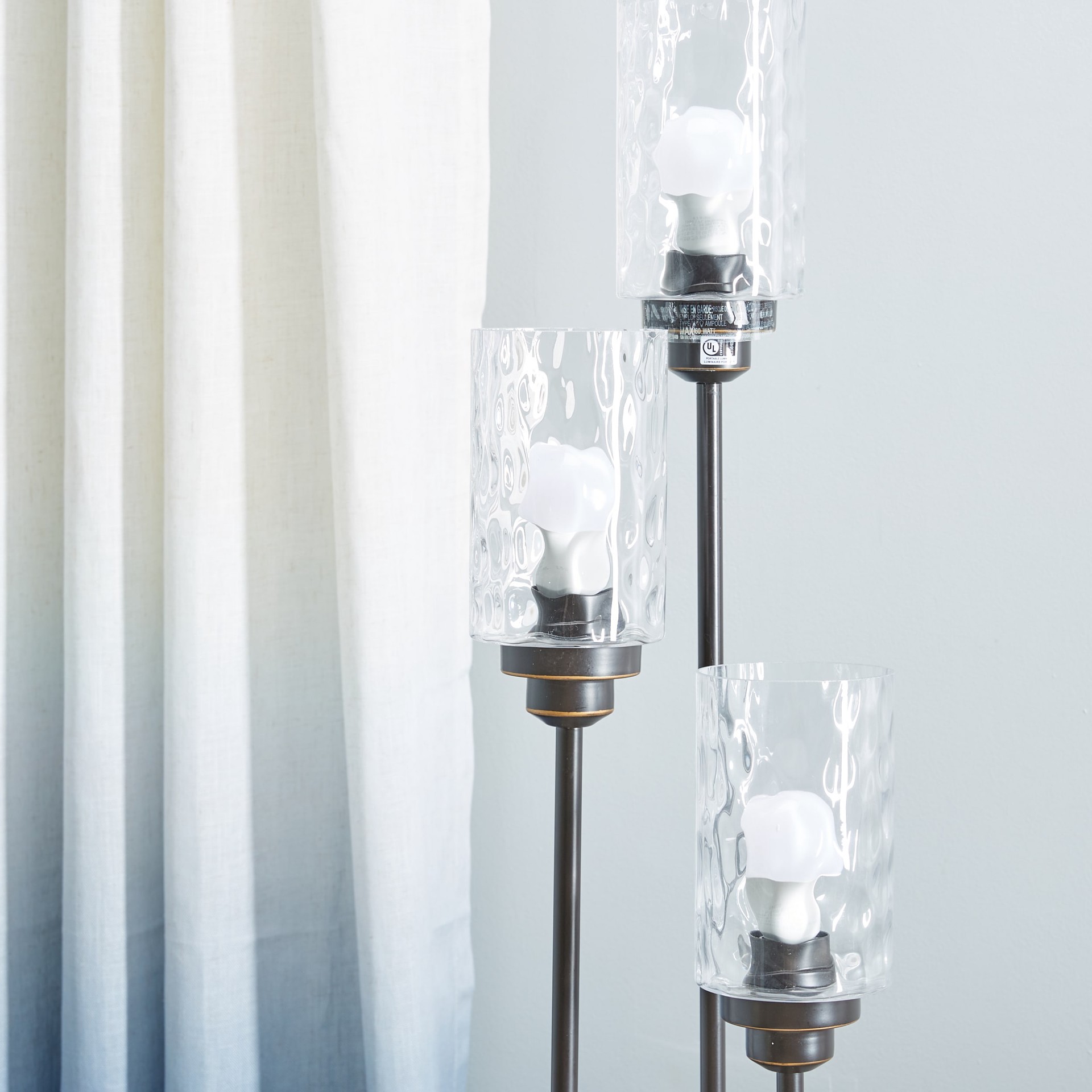 slide 5 of 6, allen + roth Latchbury 66.55-in Bronze Multi-head Floor Lamp with Glass Shade, 1 ct