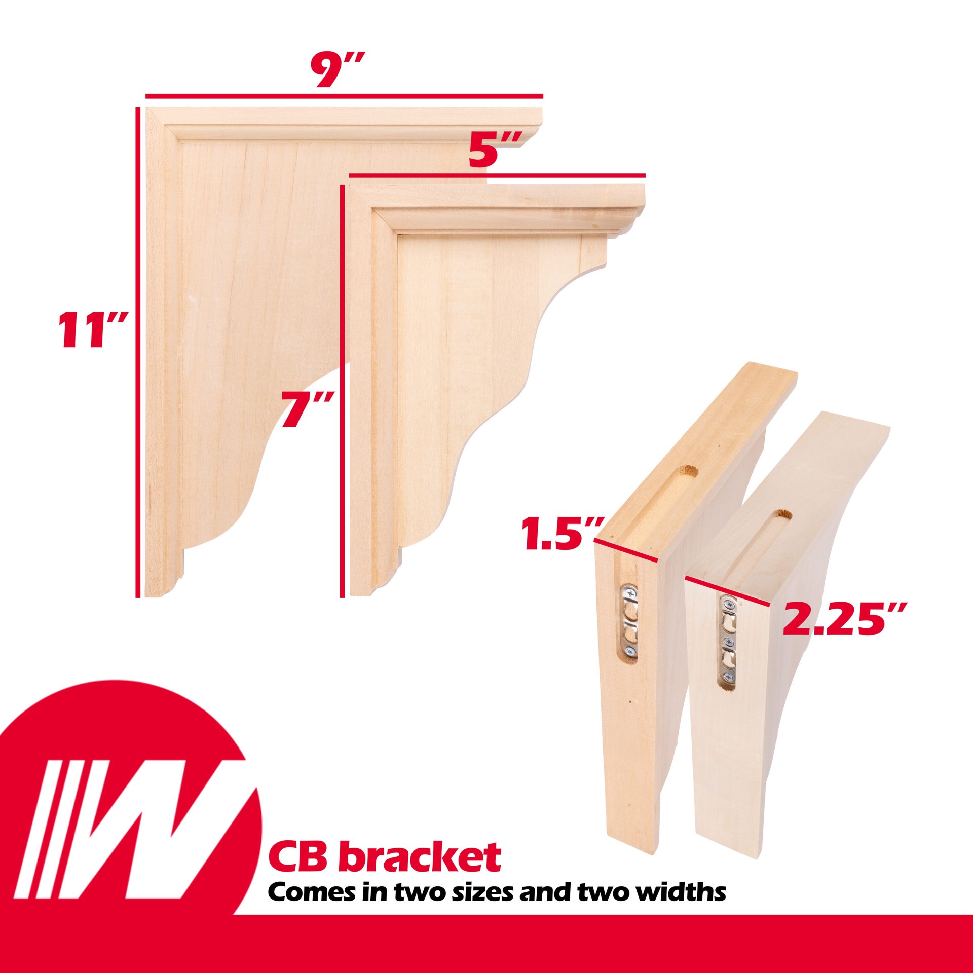 slide 4 of 6, Waddell CB Two-Way Bracket 2-1/4-in x 7-in x 5-in Hardwood Brown Wood Standard bracket, 1 ct