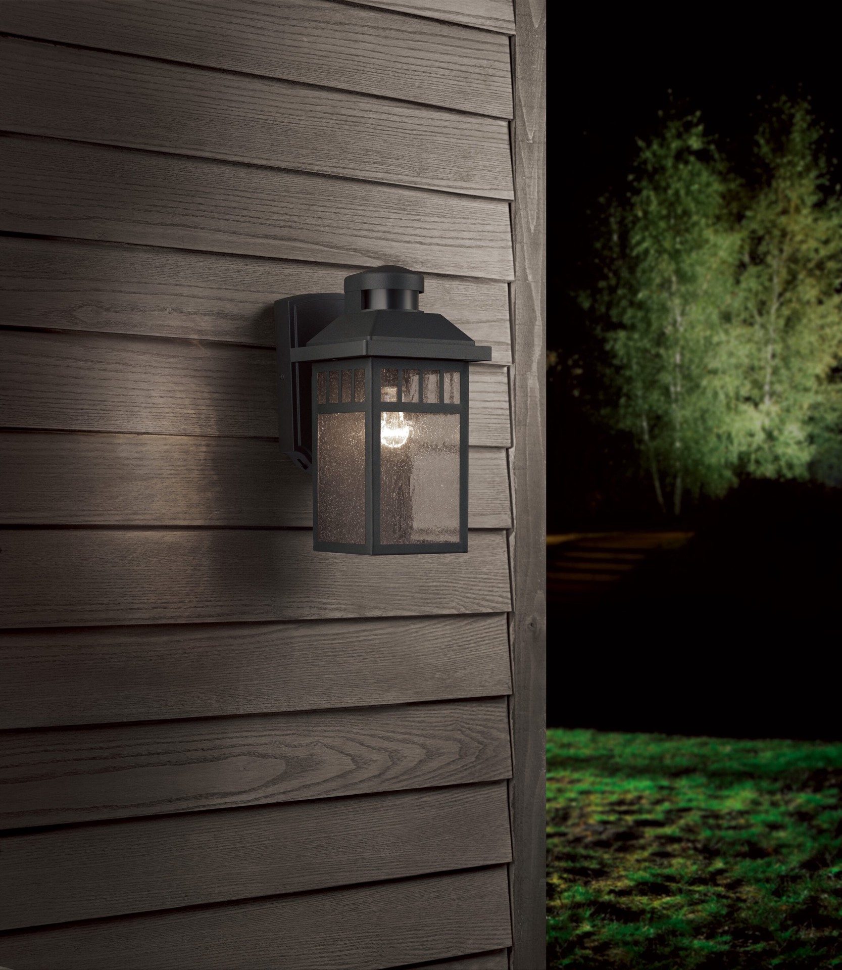 slide 4 of 6, allen + roth Thorsen 1 -Light 11.5-in H Black Hardwired Motion Sensor Dusk to Dawn Outdoor Wall Light, 1 ct