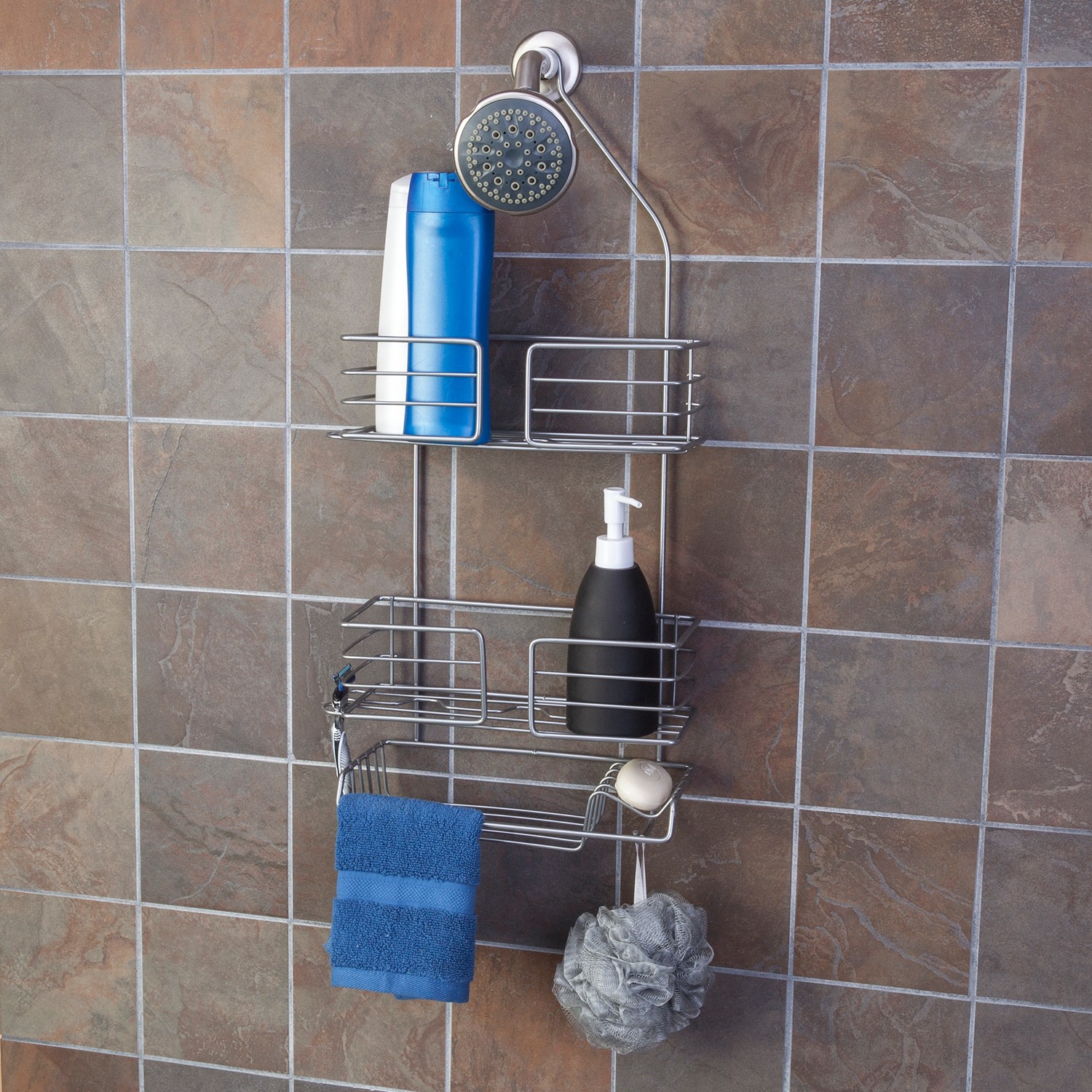 slide 2 of 4, Style Selections Ultra chrome Steel 2 -Shelf Bathtub caddy 10-in x 5.5-in x 25-in, 1 ct