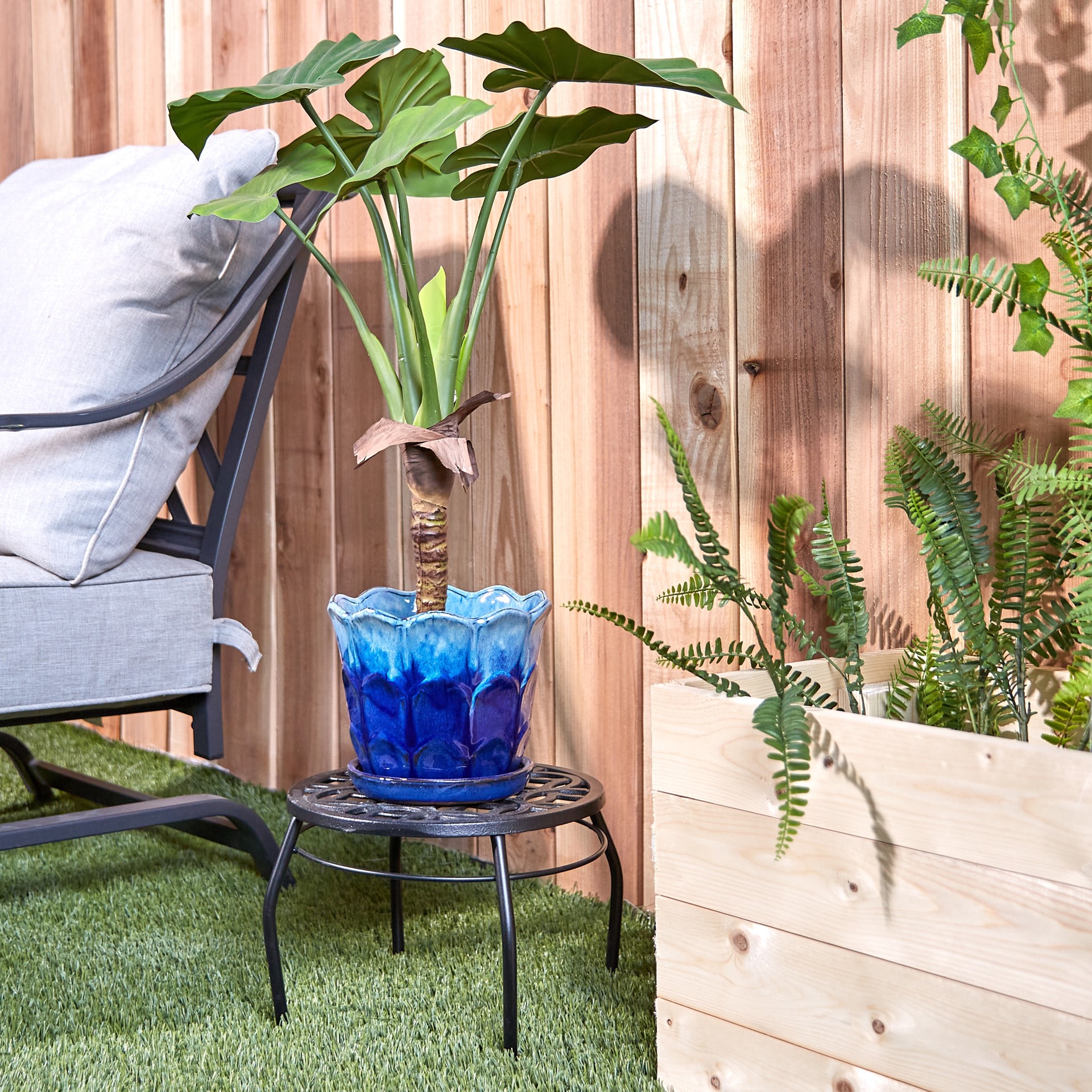 slide 4 of 6, allen + roth Round 8.1-in W x 8.1-in L Multiple colors/finishes Ceramic Indoor/Outdoor Planter, 1 ct