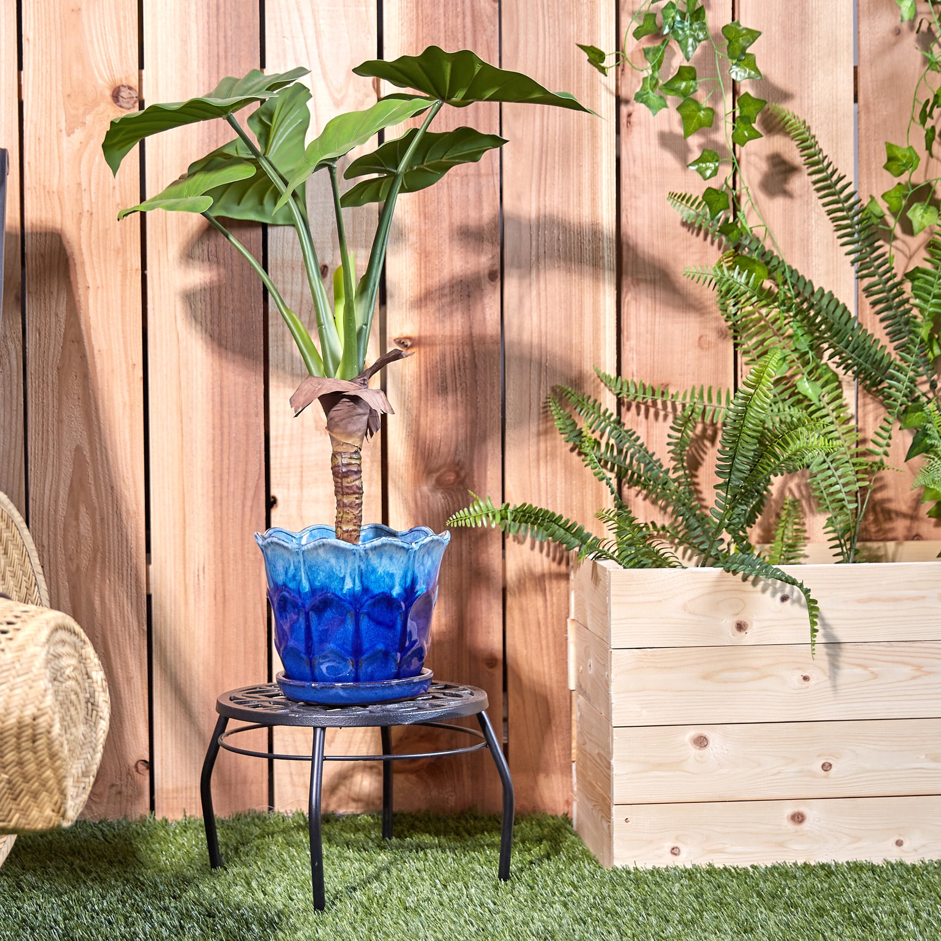 slide 5 of 6, allen + roth Round 8.1-in W x 8.1-in L Multiple colors/finishes Ceramic Indoor/Outdoor Planter, 1 ct