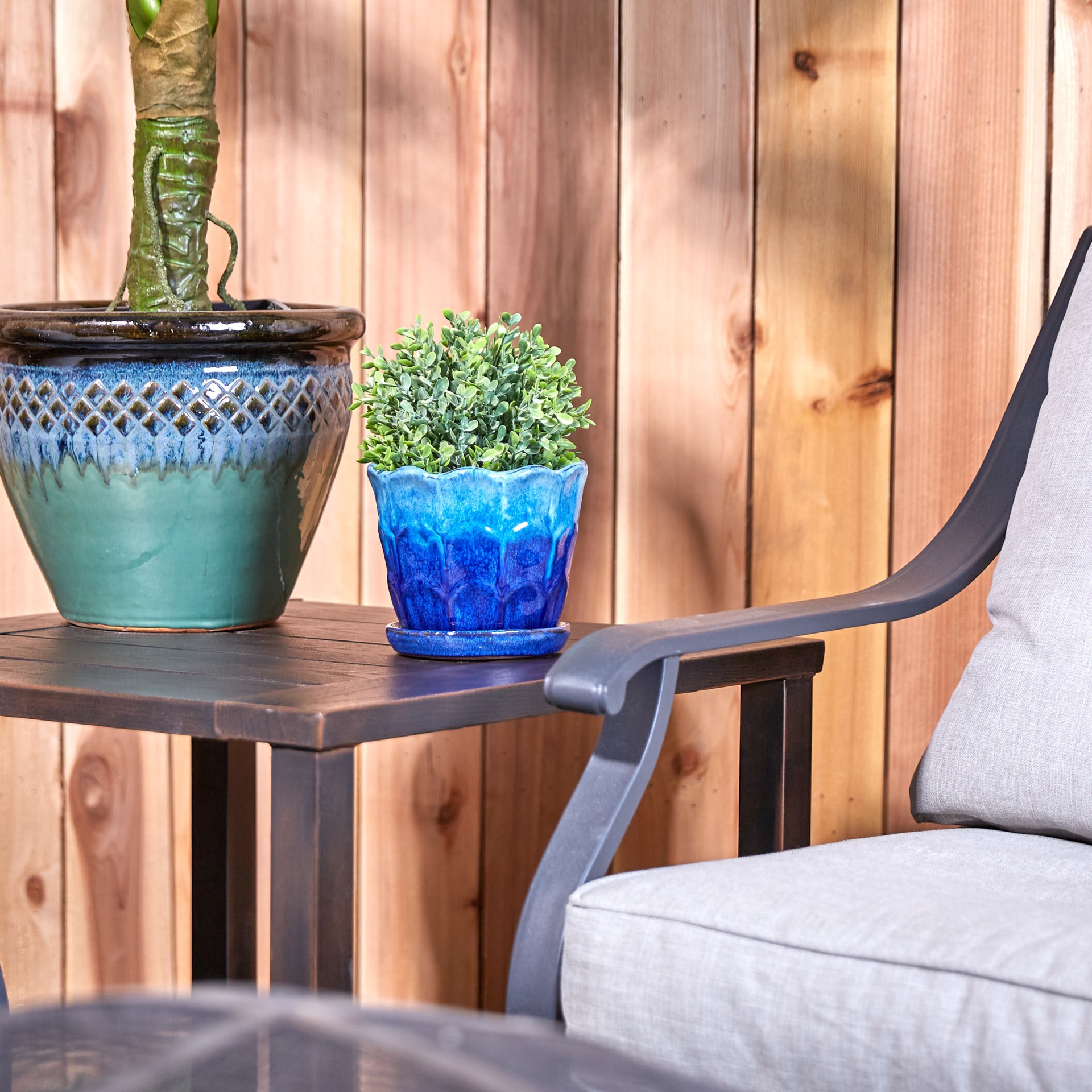 slide 3 of 6, allen + roth Round 6.1-in W x 6.1-in L Multiple colors/finishes Ceramic Indoor/Outdoor Planter, 1 ct