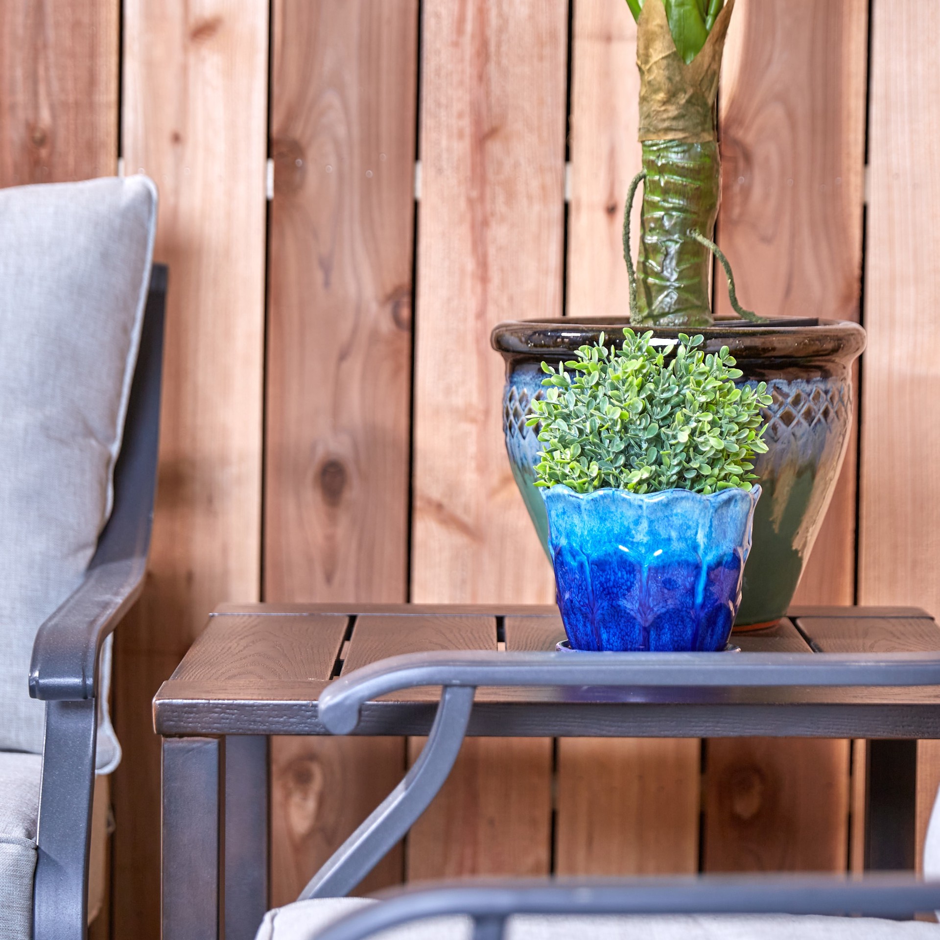 slide 4 of 6, allen + roth Round 6.1-in W x 6.1-in L Multiple colors/finishes Ceramic Indoor/Outdoor Planter, 1 ct