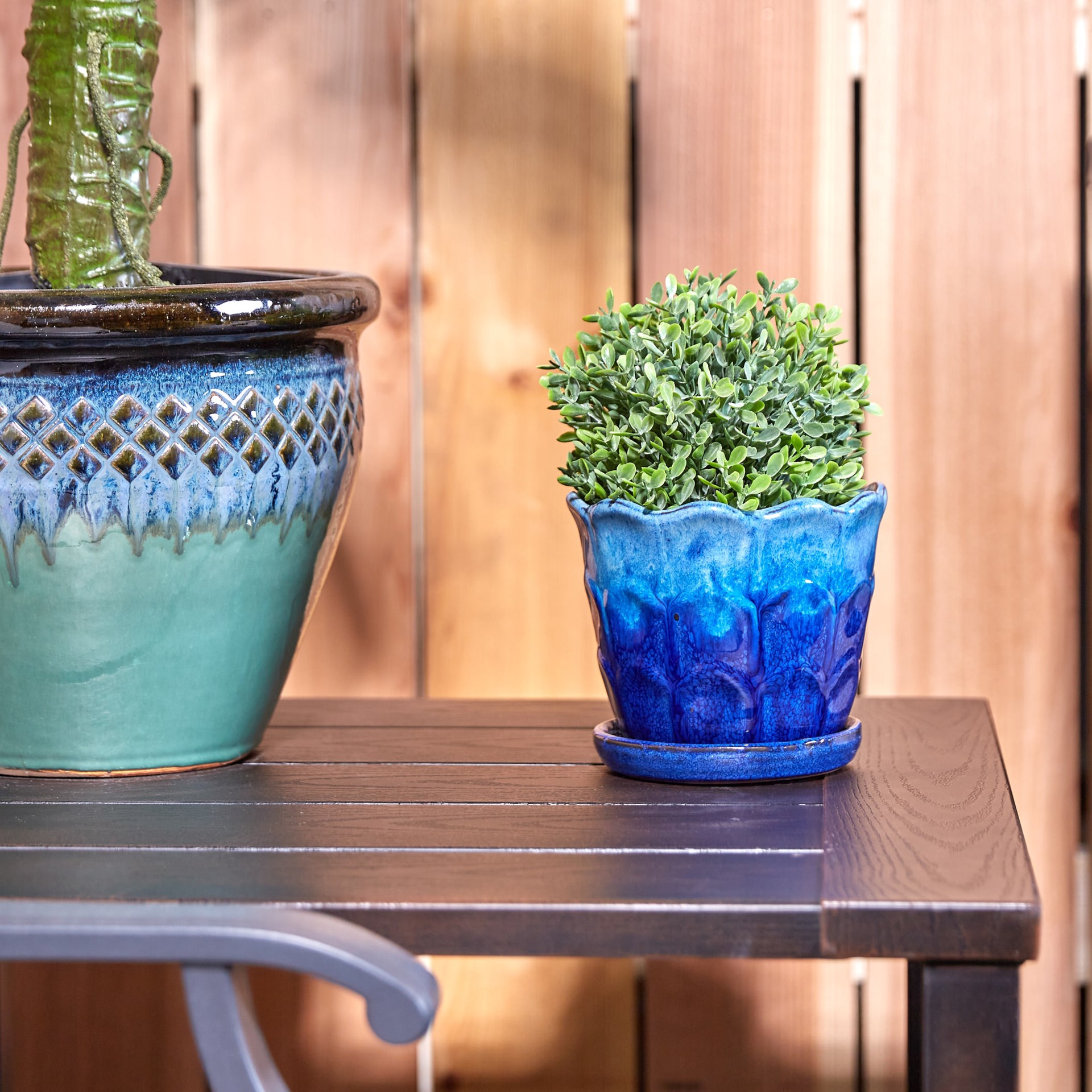 slide 5 of 6, allen + roth Round 6.1-in W x 6.1-in L Multiple colors/finishes Ceramic Indoor/Outdoor Planter, 1 ct