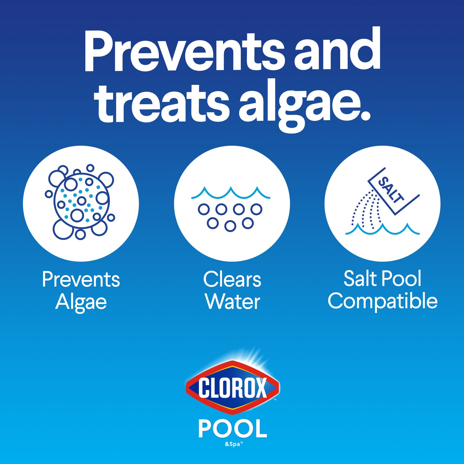 slide 4 of 6, Clorox Pool&Spa Algaecide + Clarifier 128-oz Pool Algae Prevention, 1 ct