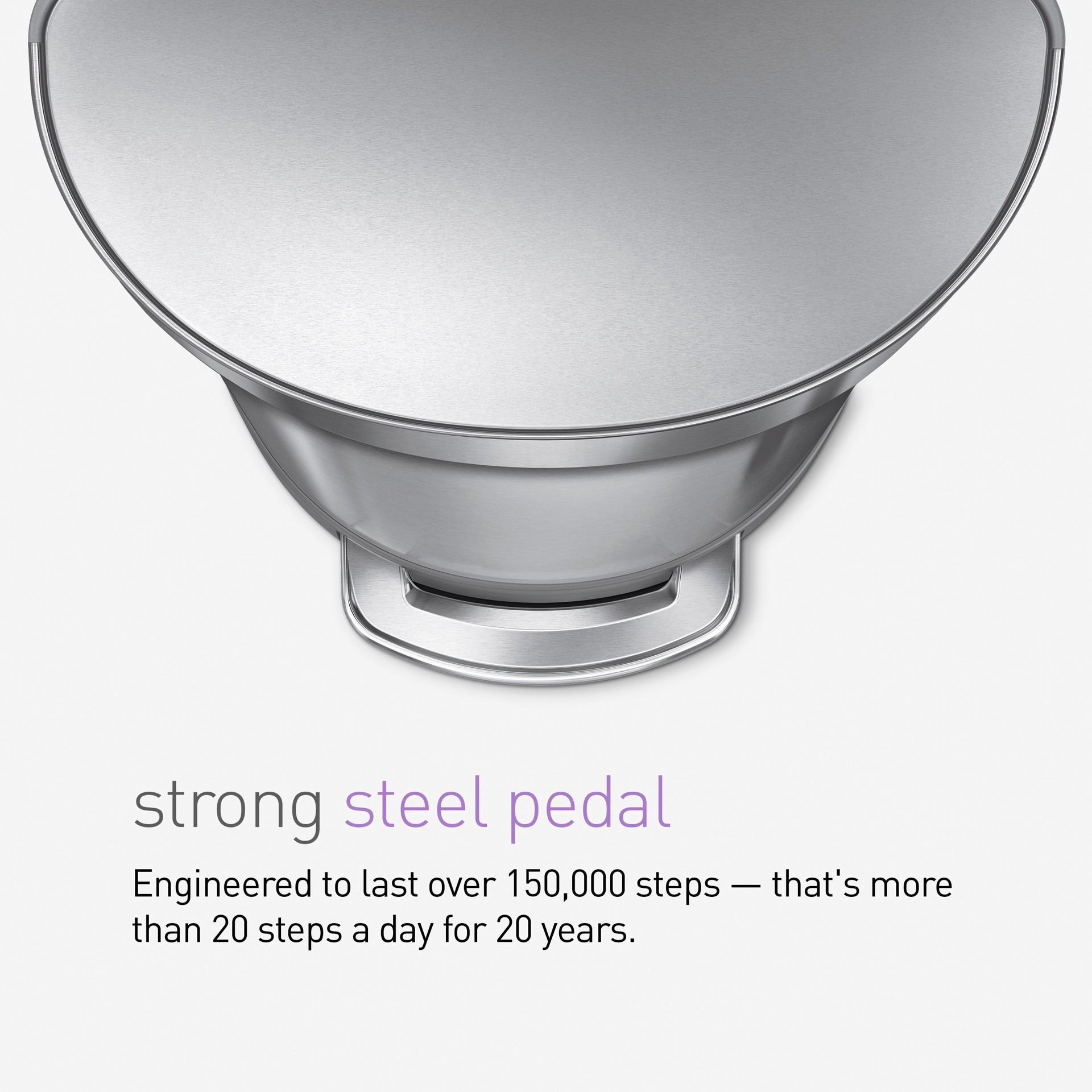 slide 5 of 6, simplehuman Semi-Round Liner Rim Can, 45 Liter Brushed Steel Indoor Kitchen Step Trash Can, 1 ct