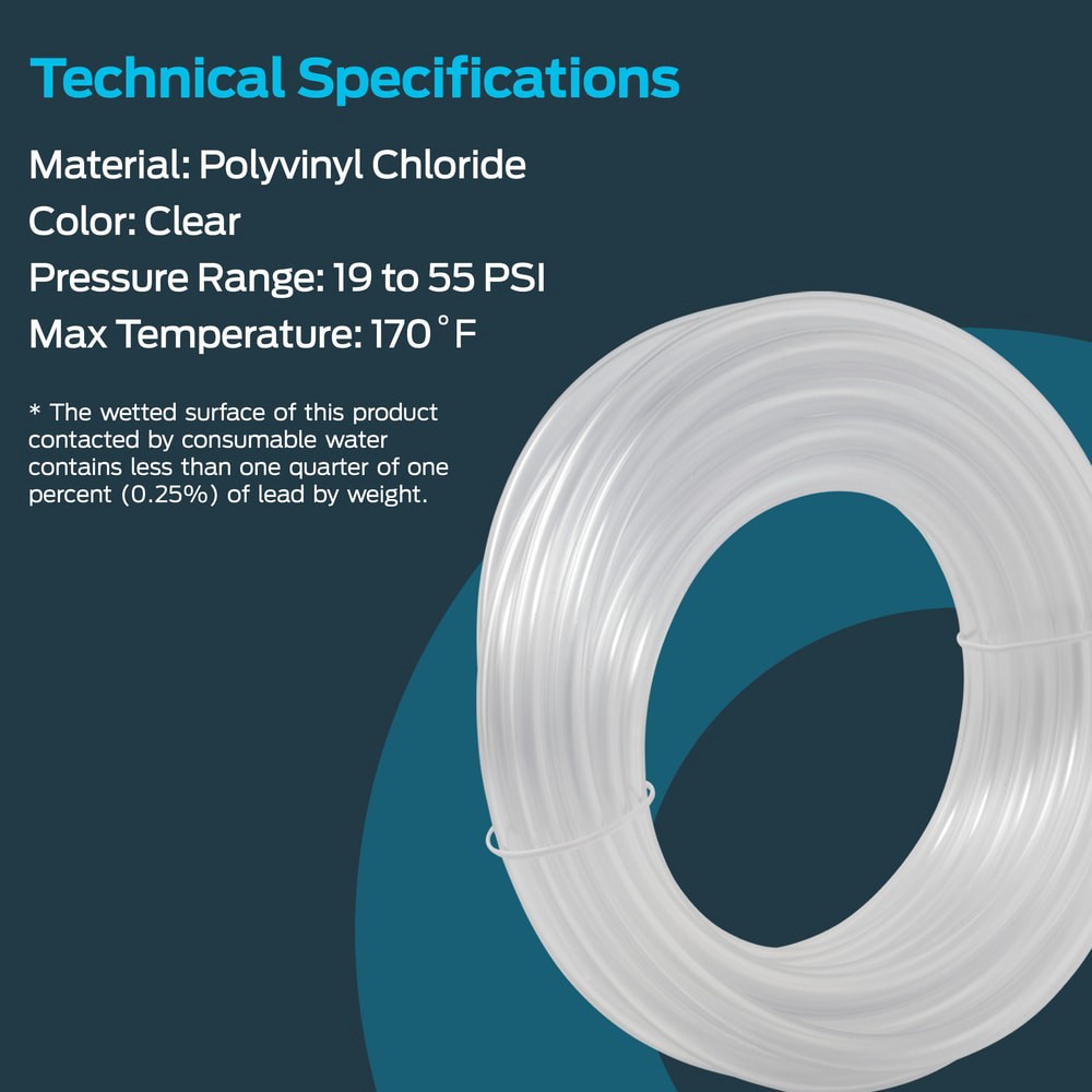 slide 4 of 6, EZ-FLO 3/8-in ID x 20-ft PVC Clear Clear vinyl tubing, 1 ct