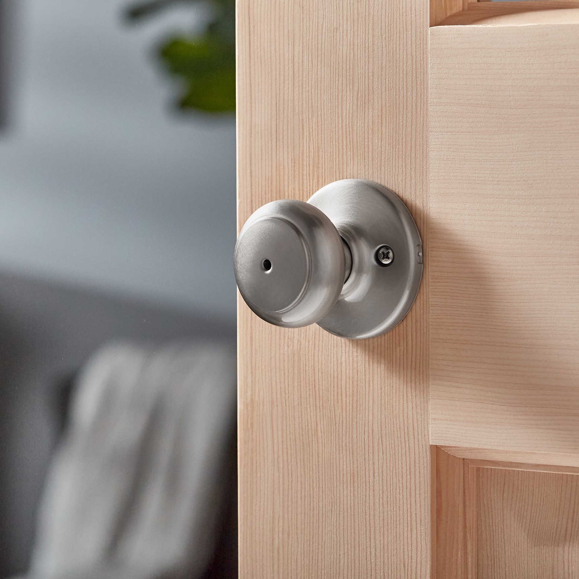 slide 2 of 6, Kwikset Cove Satin Nickel Interior or Bed/Bath Privacy Door Knob, 1 ct