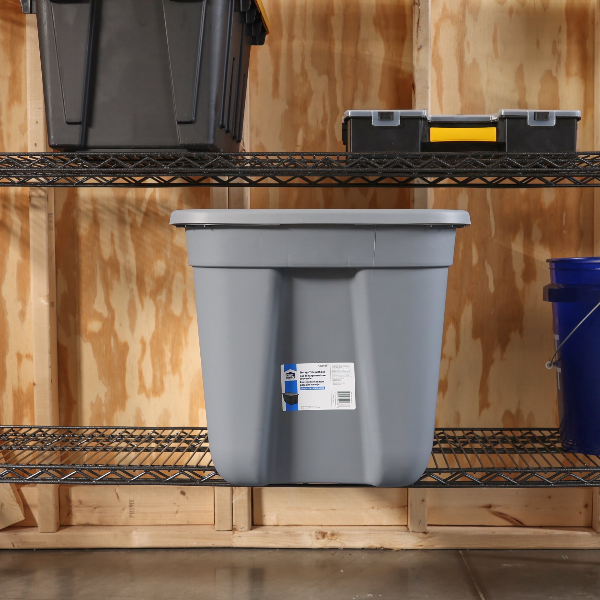 slide 2 of 6, Project Source Large 30 -Gallons ( 120 -Quarts ) Gray Heavy Duty Stackable Tote with Standard Snap Lid, 1 ct