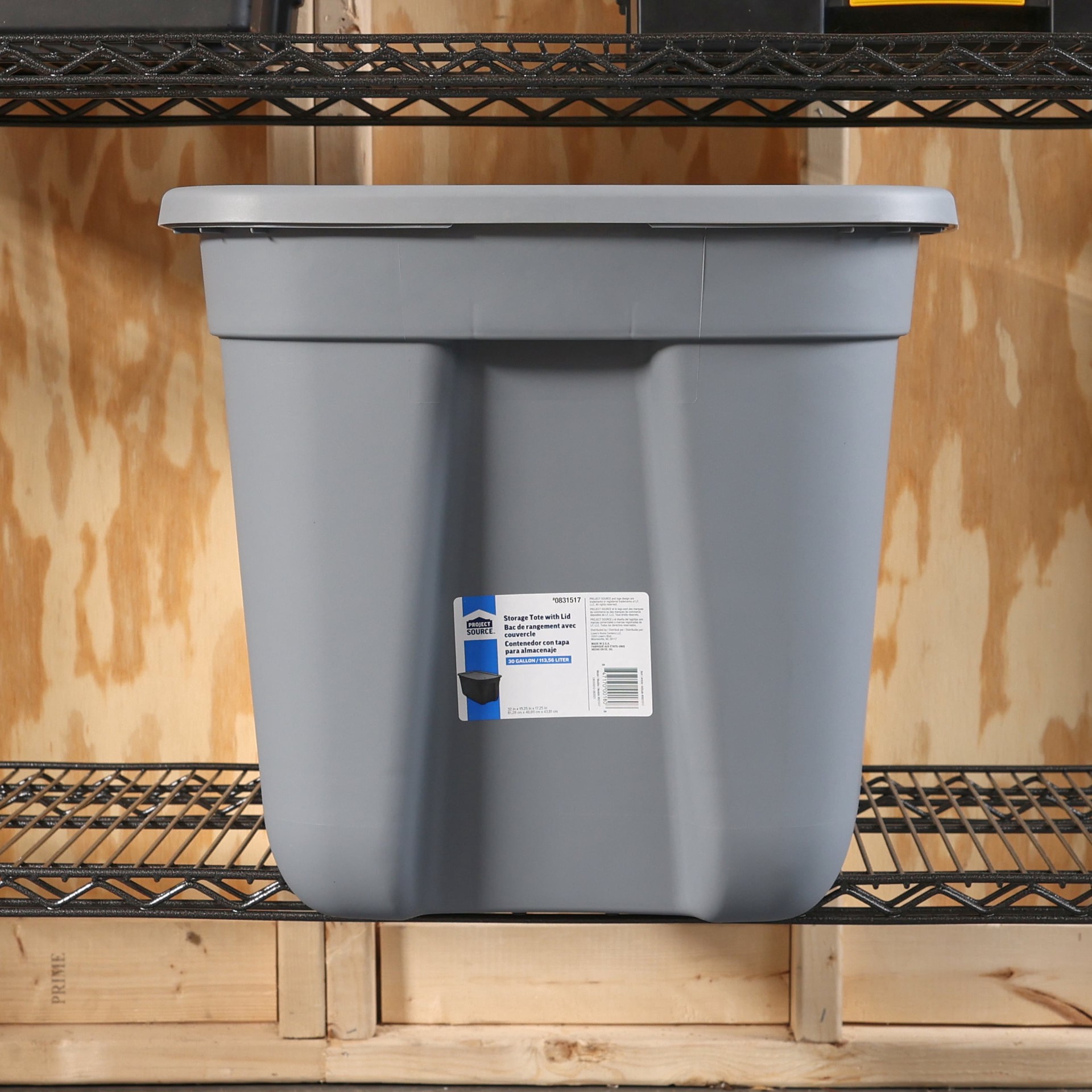 slide 3 of 6, Project Source Large 30 -Gallons ( 120 -Quarts ) Gray Heavy Duty Stackable Tote with Standard Snap Lid, 1 ct