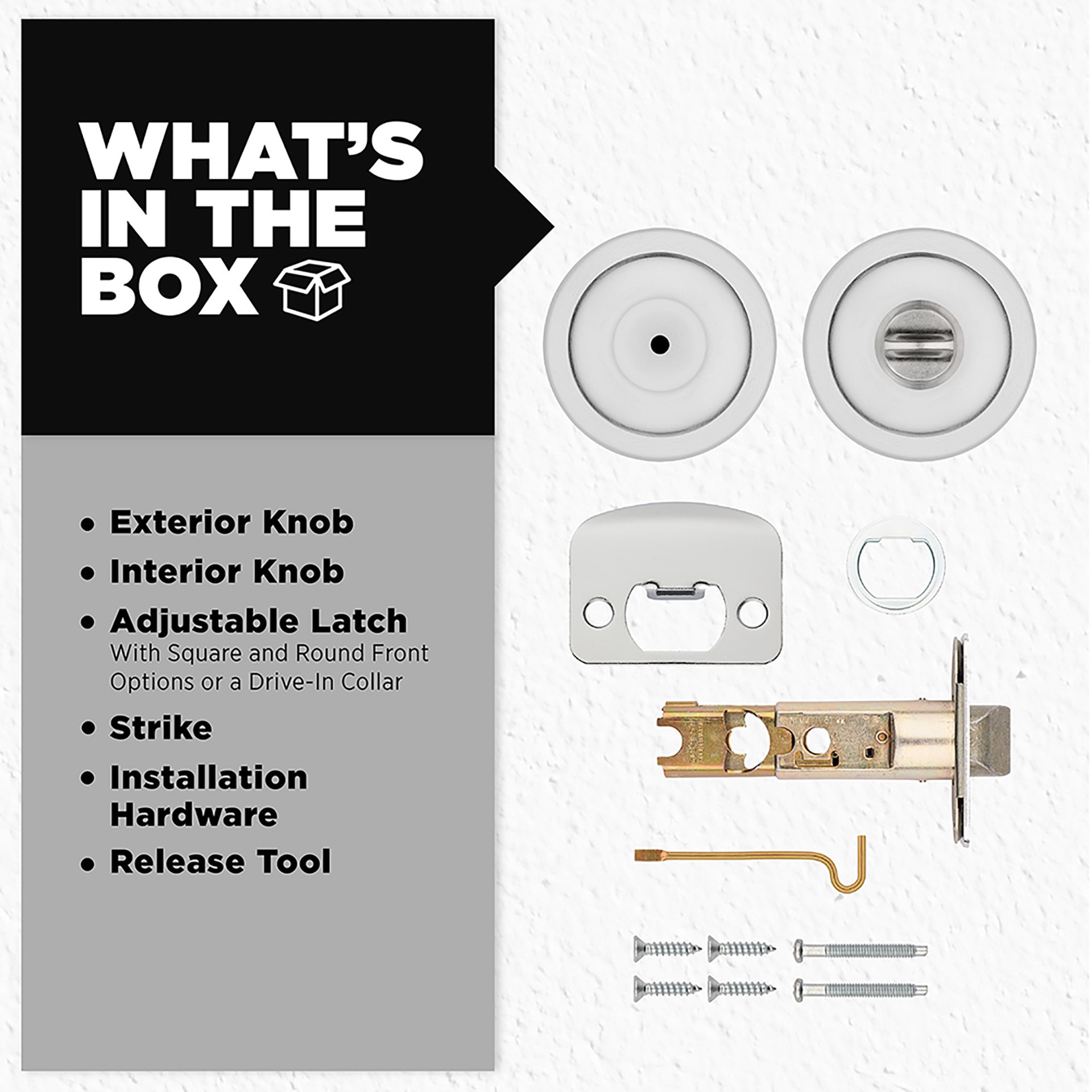 slide 6 of 6, Kwikset Mobile Home Tylo Satin Chrome Interior or Bed/Bath Privacy Door Knob, 1 ct