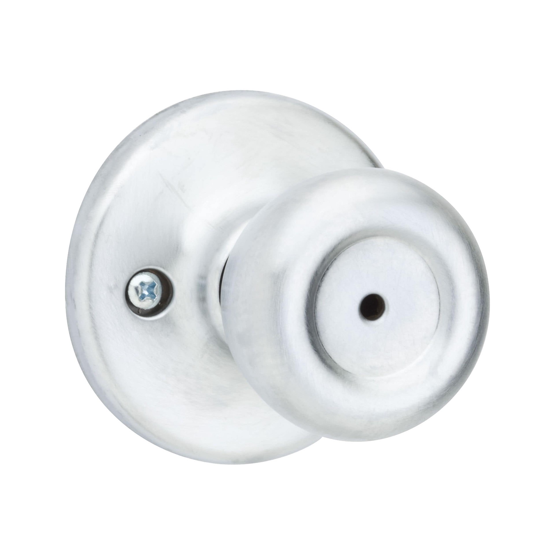 slide 1 of 6, Kwikset Mobile Home Tylo Satin Chrome Interior or Bed/Bath Privacy Door Knob, 1 ct