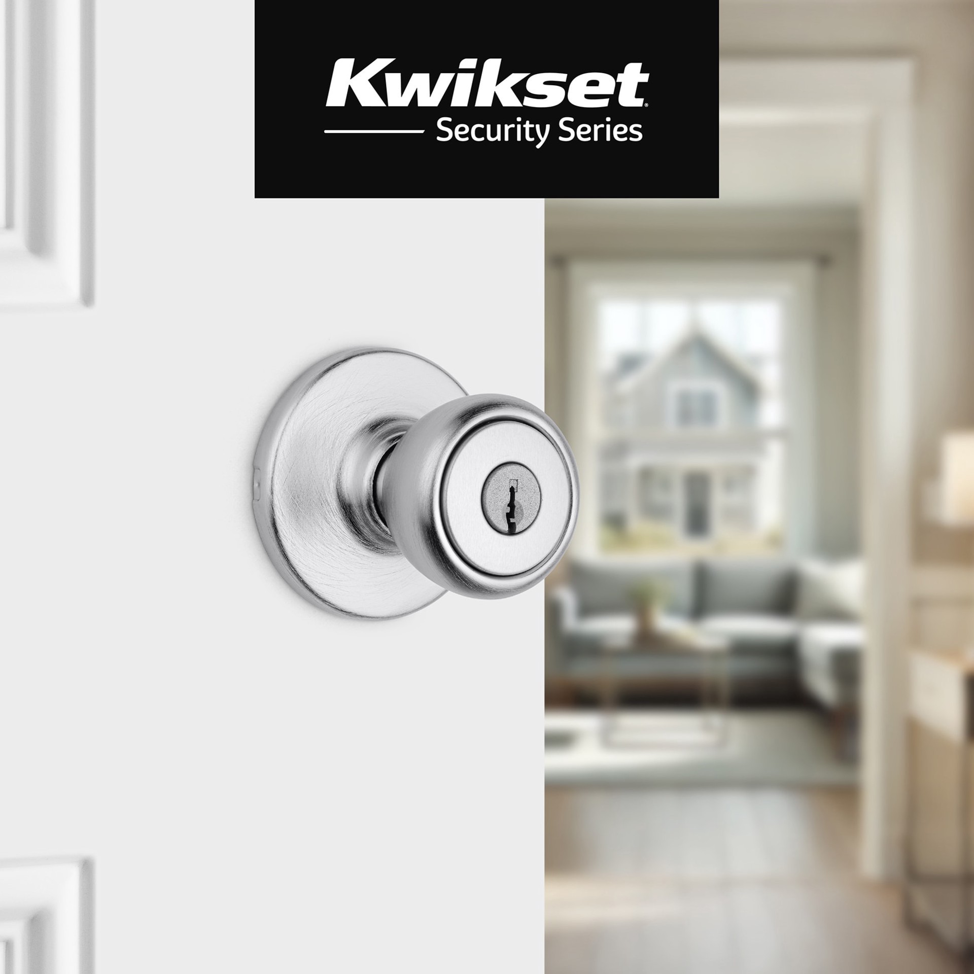 slide 2 of 6, Kwikset Mobile Home Tylo Satin Chrome Exterior Keyed Entry Door Knob, 1 ct