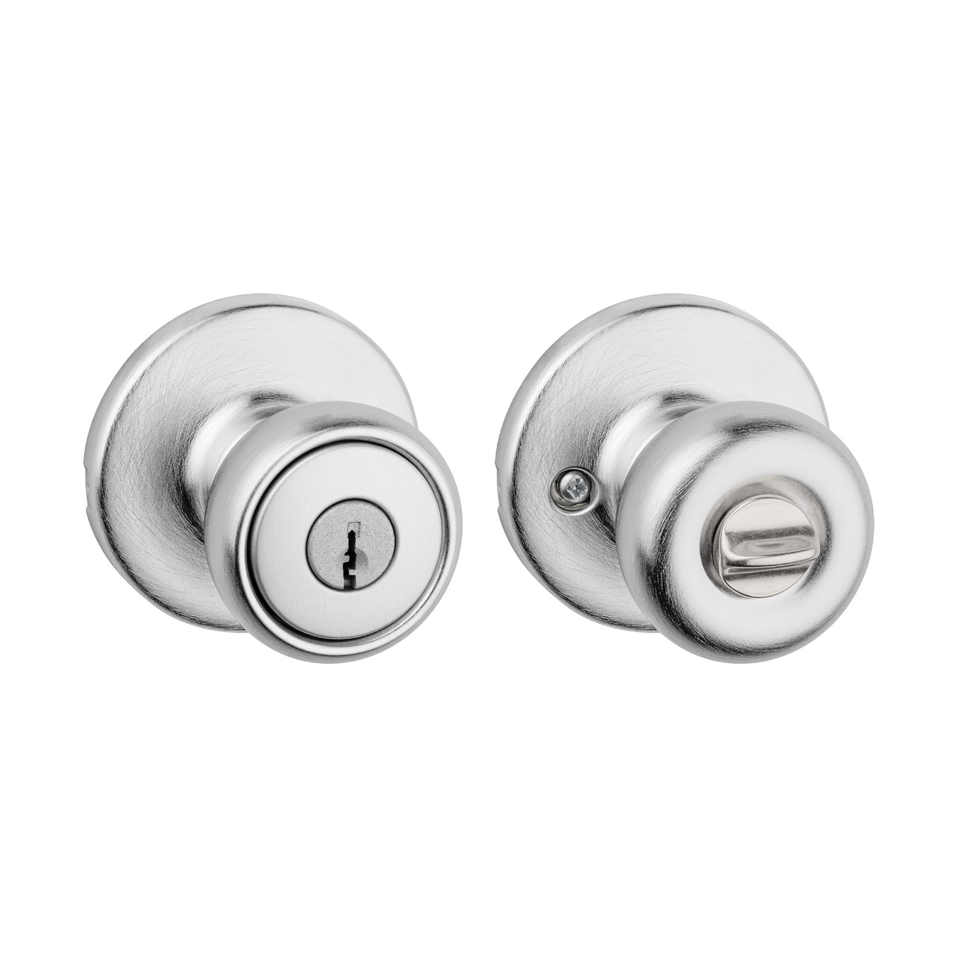 slide 1 of 6, Kwikset Mobile Home Tylo Satin Chrome Exterior Keyed Entry Door Knob, 1 ct