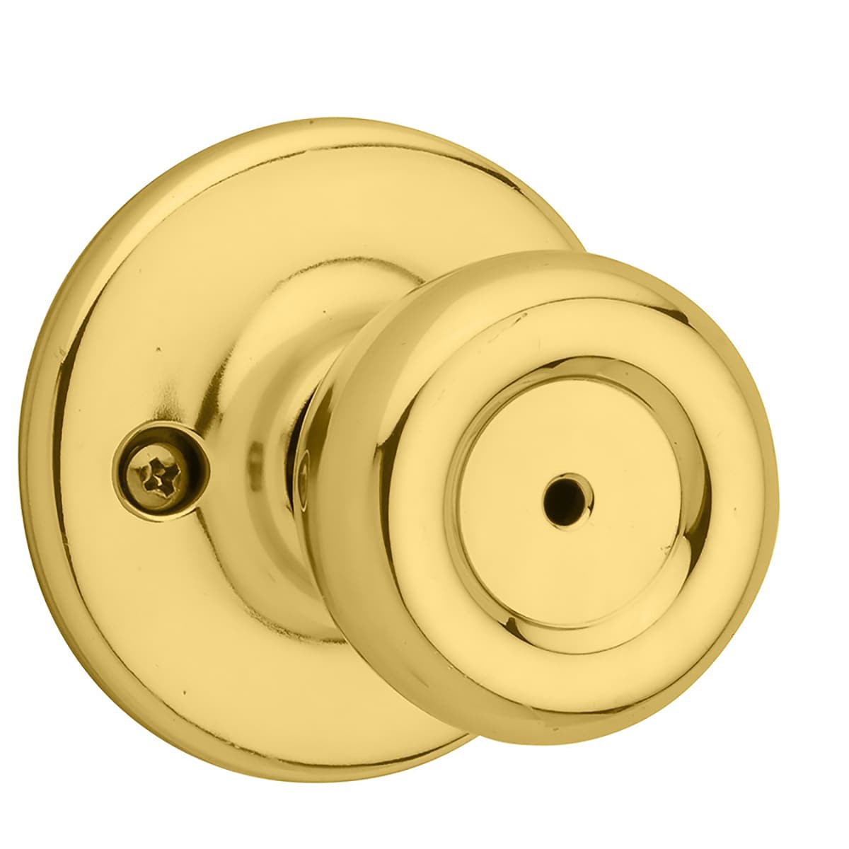 slide 1 of 6, Kwikset Tylo Polished Brass Interior or Bed/Bath Privacy Door Knob, 1 ct