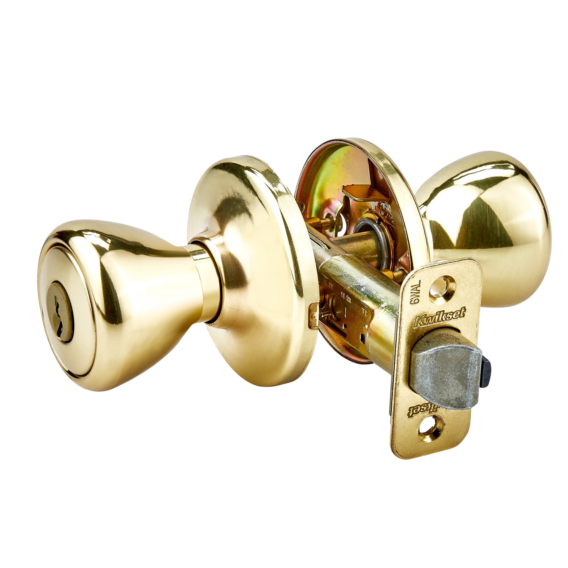 slide 5 of 6, Kwikset Tylo Polished Brass Exterior Keyed Entry Door Knob, 1 ct