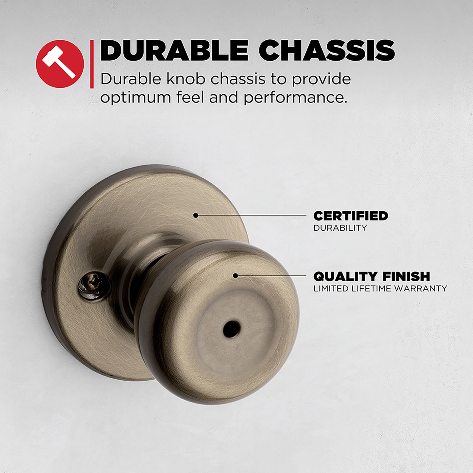 slide 4 of 6, Kwikset Tylo Antique Brass Interior or Bed/Bath Privacy Door Knob, 1 ct