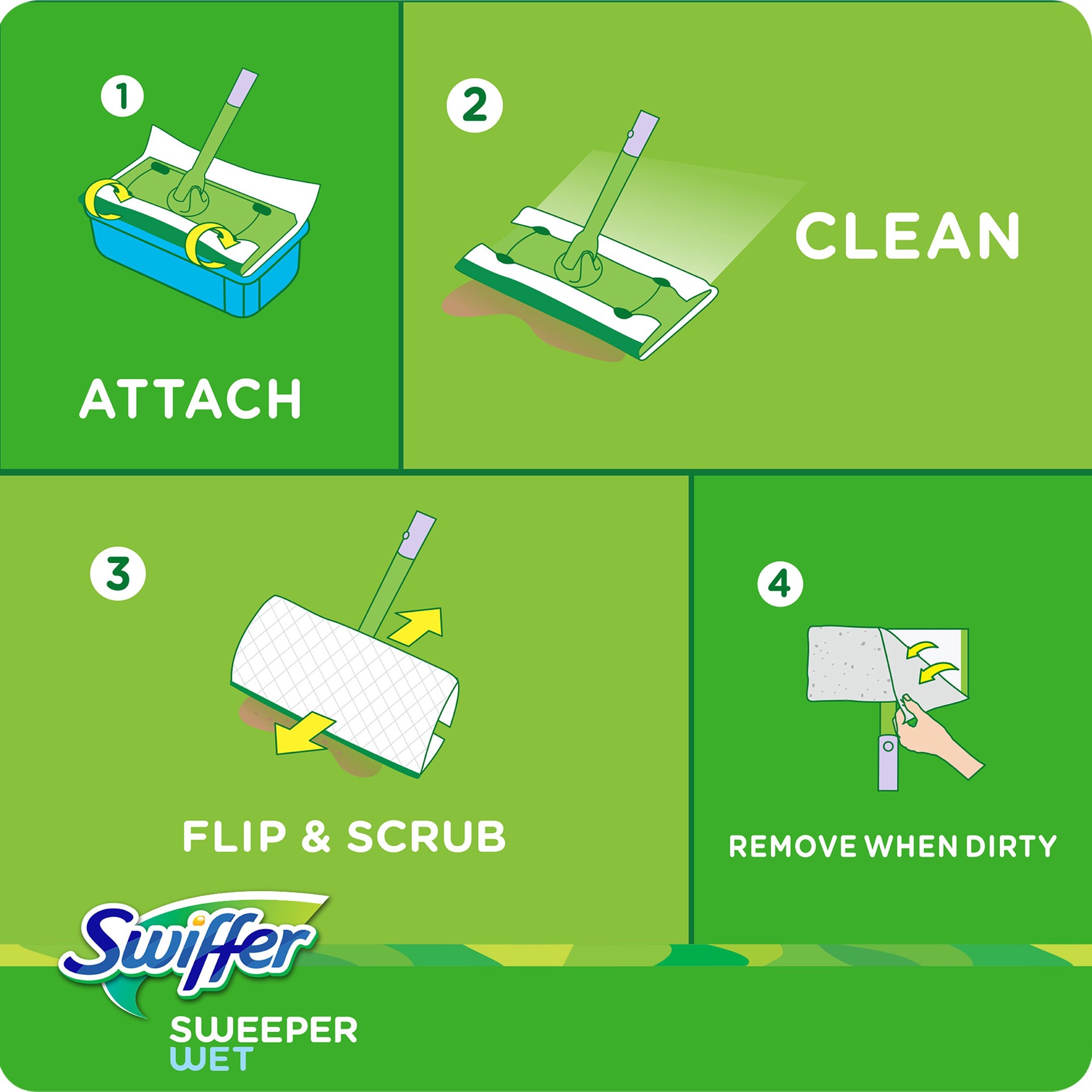 slide 2 of 6, Swiffer Sweeper Wet Fresh Scent Cellulose fiber/polypropylene Refill 24 -Pack, 1 ct