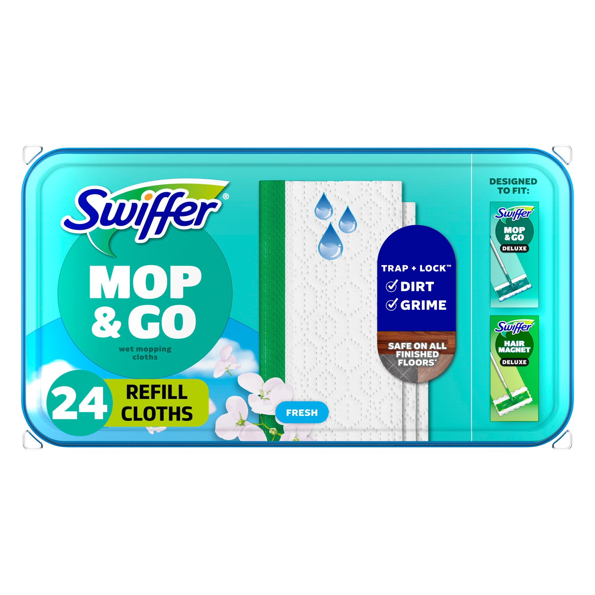 slide 1 of 6, Swiffer Sweeper Wet Fresh Scent Cellulose fiber/polypropylene Refill 24 -Pack, 1 ct