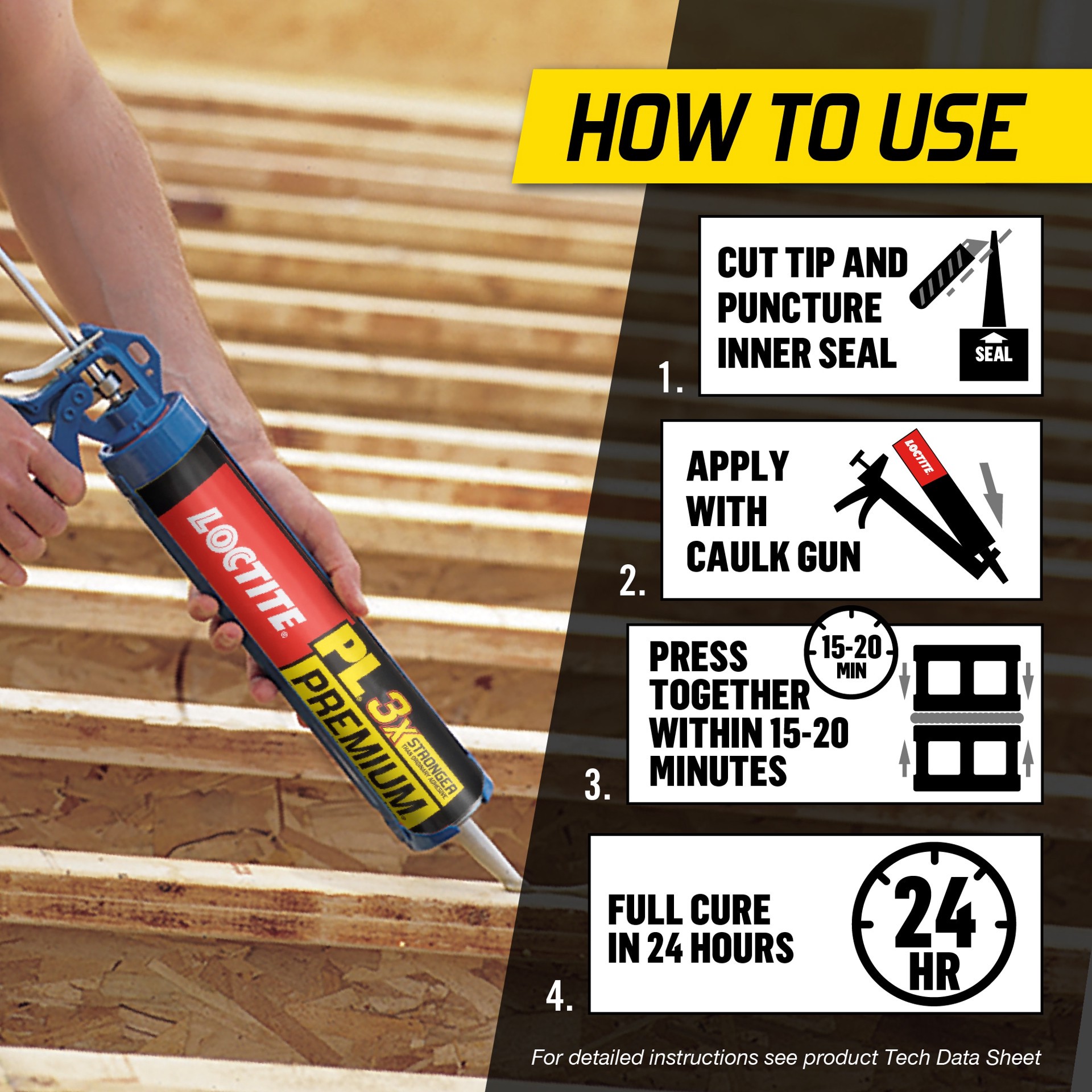 slide 4 of 6, LOCTITE PL Premium 3x Polyurethane Brown Multi-use Interior/Exterior Construction Adhesive ( 10-fl oz Fluid Oz), 1 ct