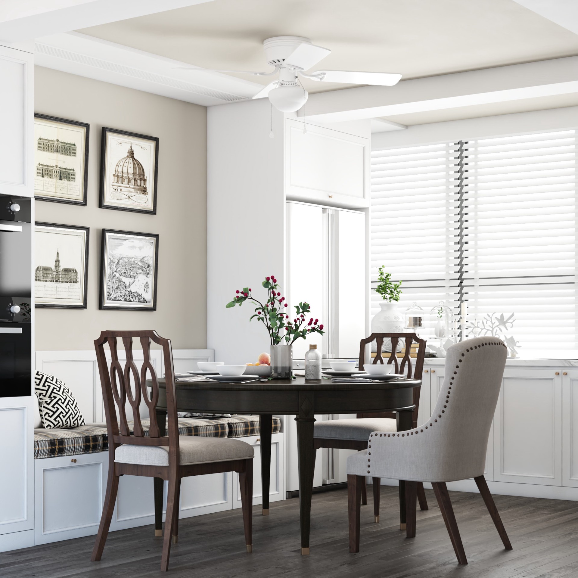 slide 4 of 6, Harbor Breeze Armitage 42-in White with White/blonde Blades Flush Mount Ceiling Fan With Light 4 -Blade, 1 ct