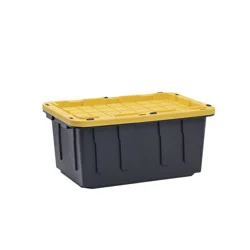 Project Source Commander Medium 17 -Gallons ( 68 -Quarts ) Black Heavy Duty Stackable Tote with Standard Snap Lid