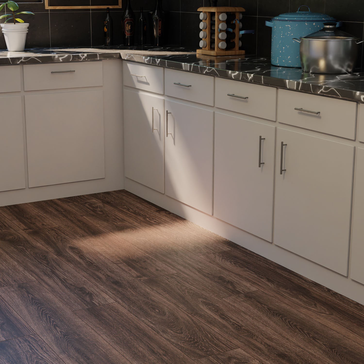 slide 5 of 6, Style Selections Woodfin Oak 7-mm T x 7-in W x 50-in L Water Resistant Laminate Flooring ( 26.8-sq ft / Carton ), 1 ct