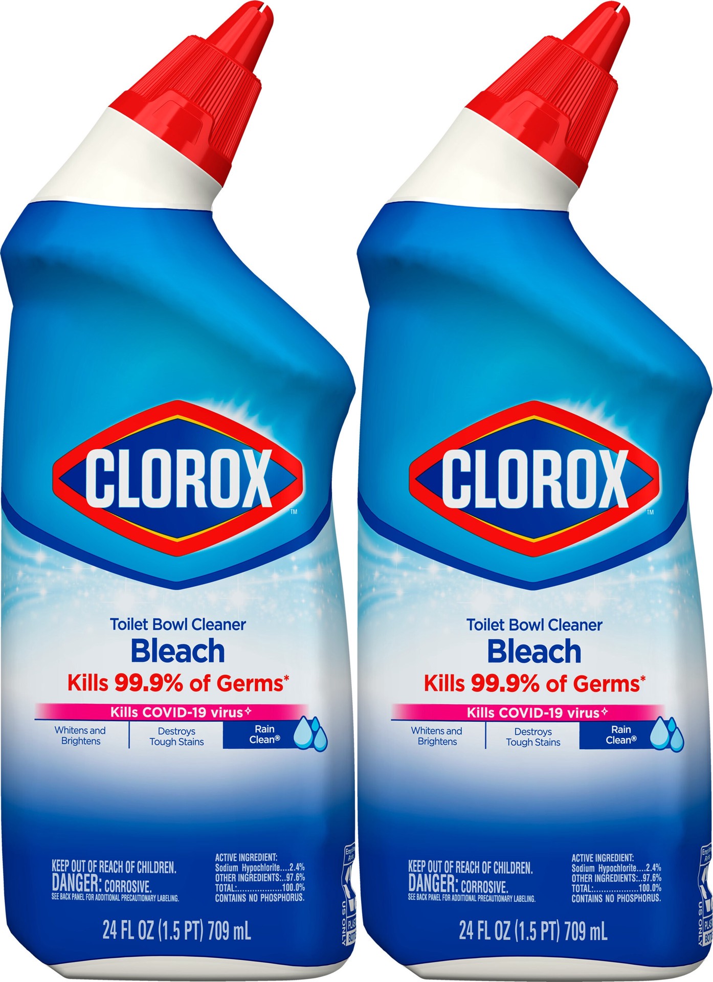 slide 3 of 6, Clorox 2-Pack 24-fl oz Rain Clean Toilet Bowl Cleaner, 