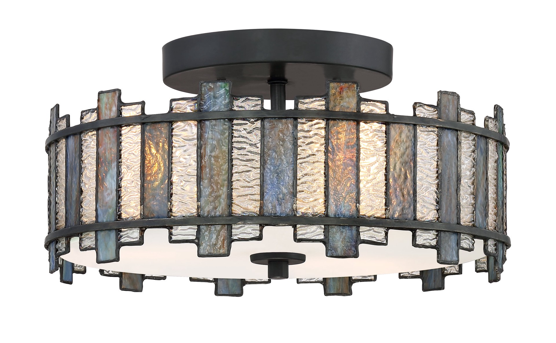 slide 4 of 6, Quoizel Sentry 3 -Light 14-in Matte Black Semi Flush Mount Light, 1 ct