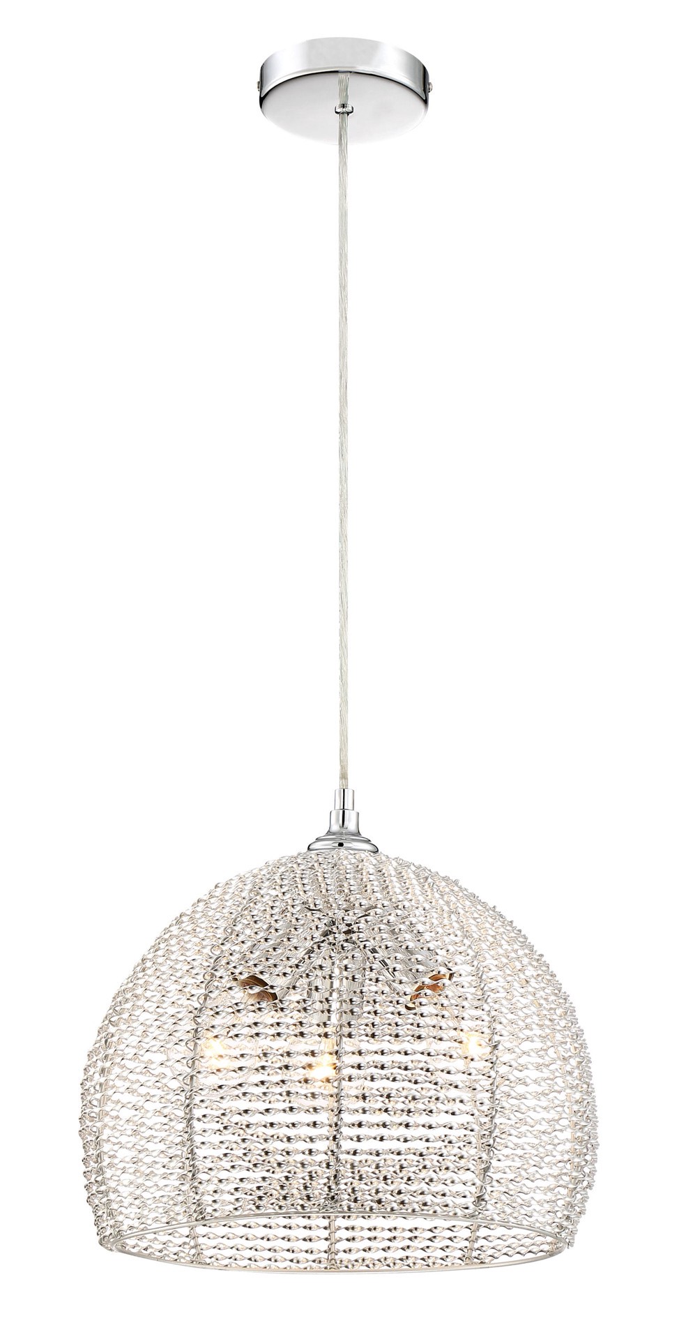 slide 2 of 6, Quoizel Tango 3 -Light Polished Chrome Transitional Globe Medium Hanging Pendant light, 1 ct